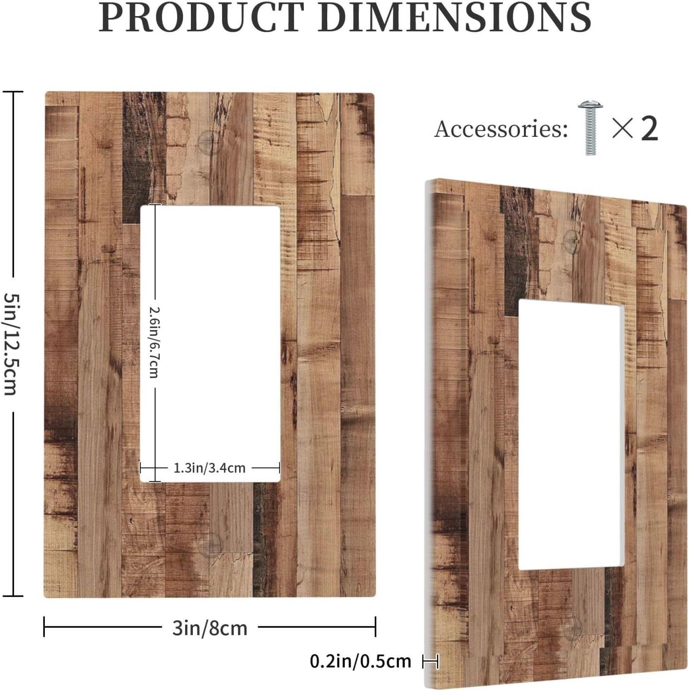 Decorative Outlet Covers Rustic Brown Wood Grain 1 Gang Single Rocker Light Switch Cover Plate Wall Plates GFCI Faceplate for Farmhouse Kitchen Decor