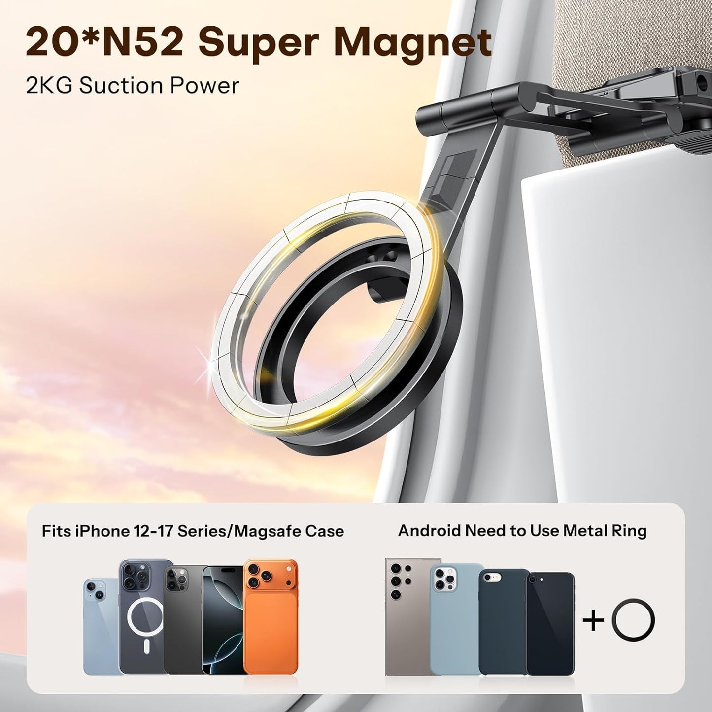 OMOTON 360°Rotating for MagSafe Tripod, New Upgrade with 1/4" Screw Arca, Adjustable Magnetic Phone Tripod for iPhone 17/16/15 Pro Max Air, Foldable Selfie Stick Fits Vlog, Gym, Travel Essentials