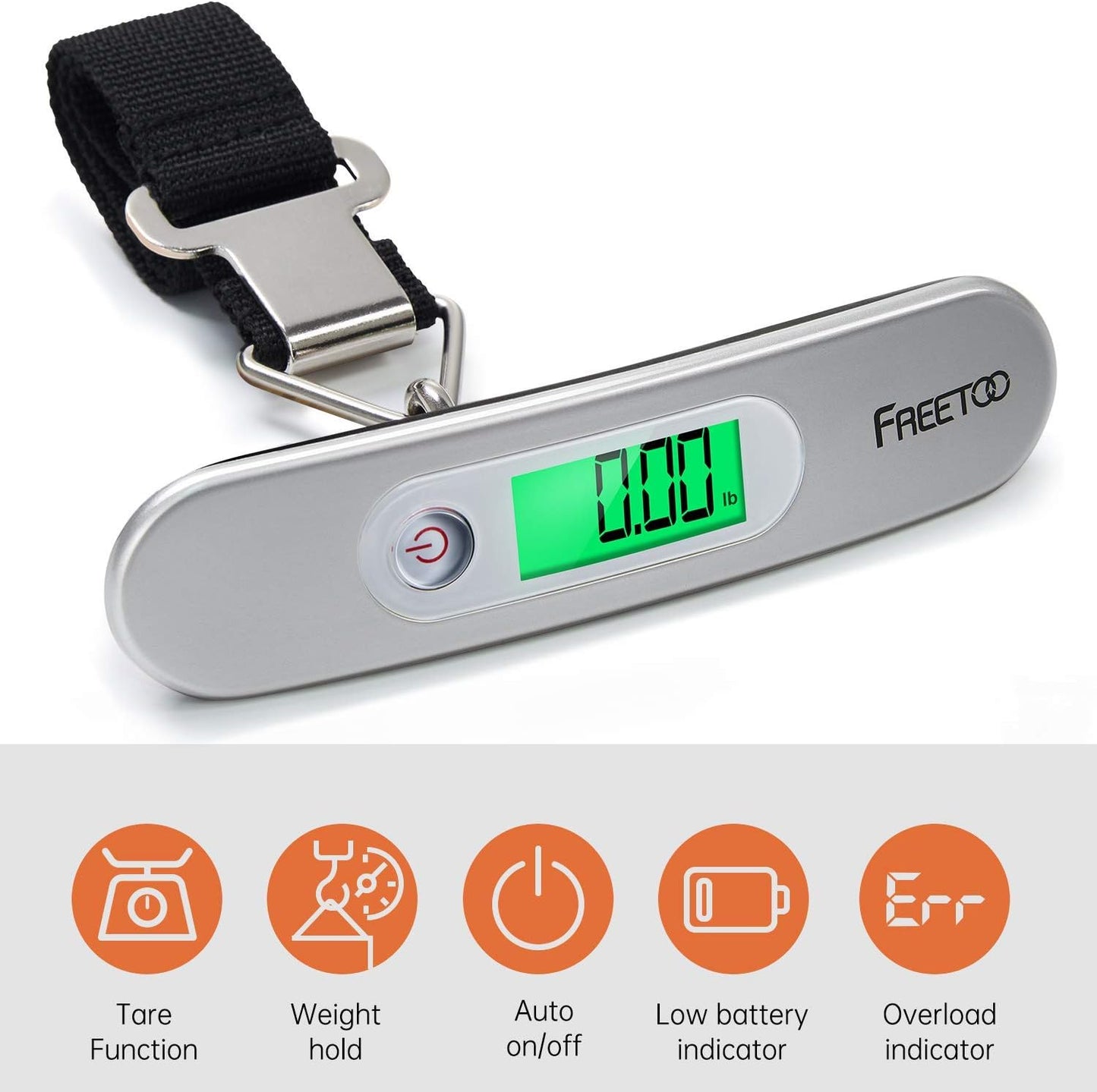 FREETOO Luggage Scale Portable Digital Hanging Scale for Travel, Suitcase Weight Scale with Superior Piano Lacquer 110 Lb/ 50Kg Capacity, Battery Included