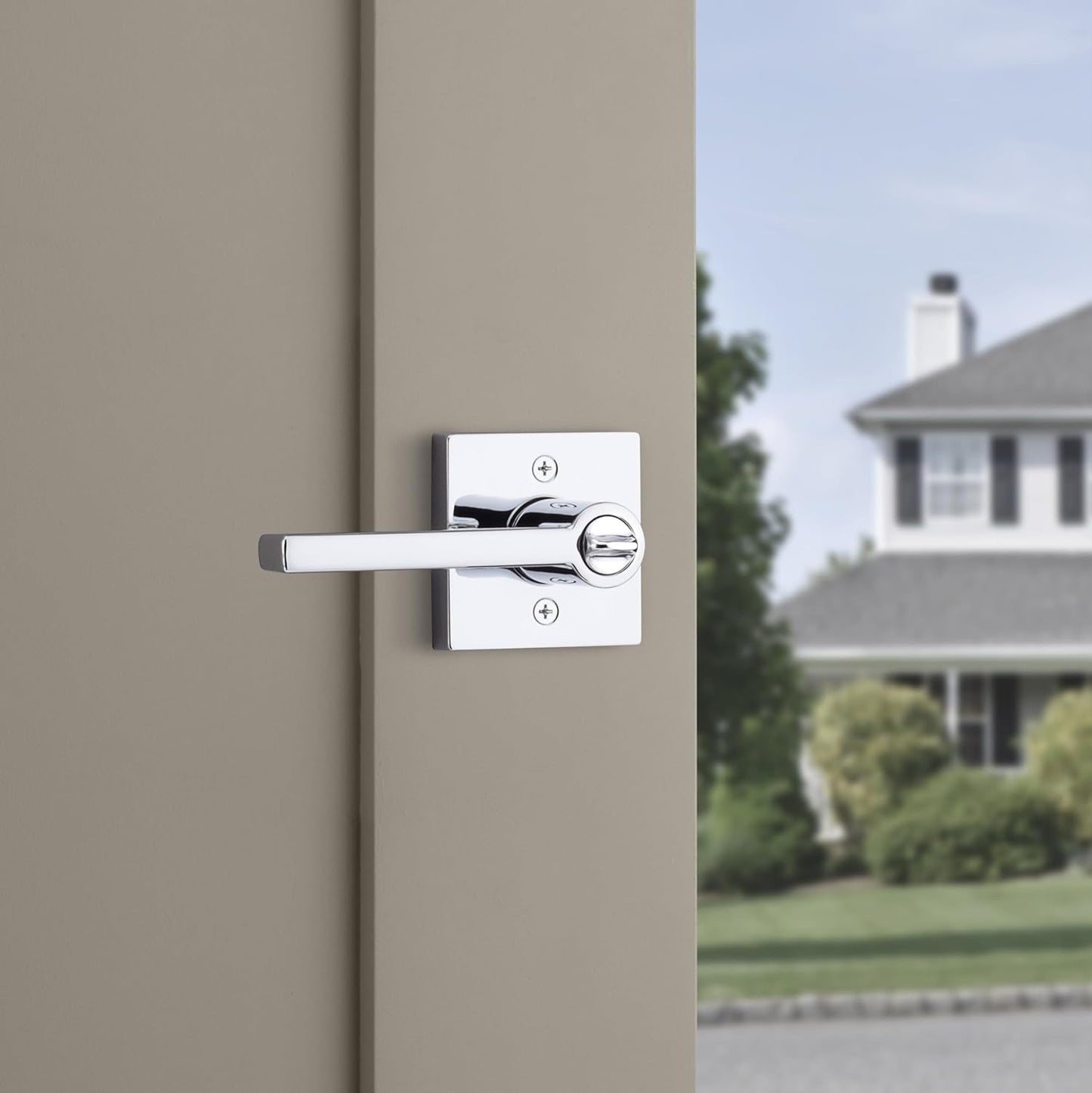 Kwikset Halifax Entry Door Handle with Lock and Key, Secure Keyed Reversible Lever Exterior, for Front Entrance and Bedrooms, Polished Chrome, 10 Pack, Pick Resistant SmartKey Rekey Security
