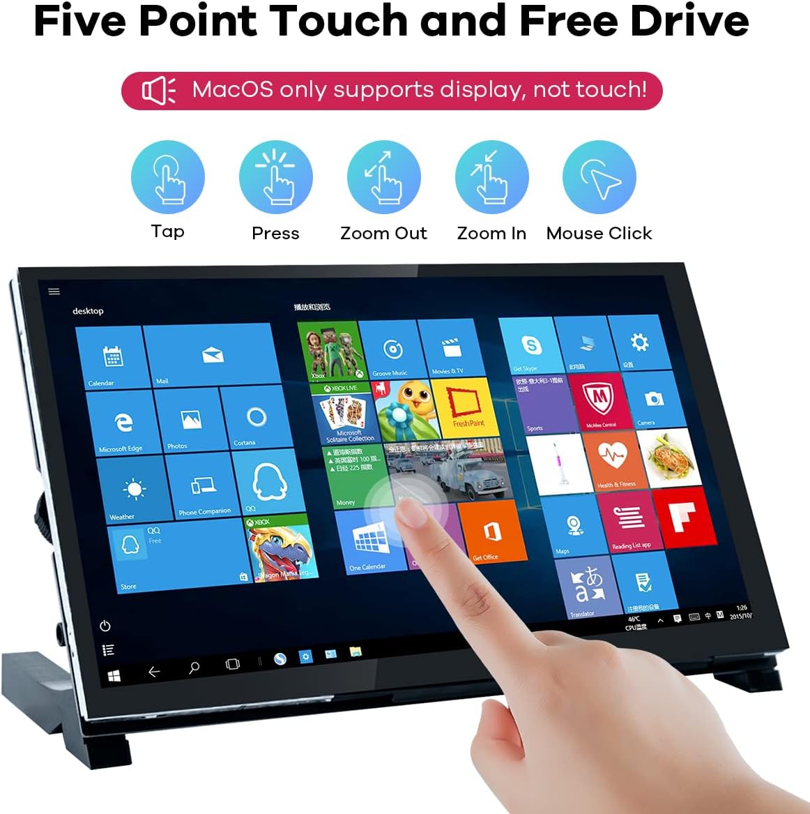 7 Inch IPS LCD Touch Screen Raspberry Pi Monitor Display 1024×600 Capacitive Screen HDMI Monitor Compatible with Raspberry Pi 5/4B/3B+, BB Black, Windows 10 8 7
