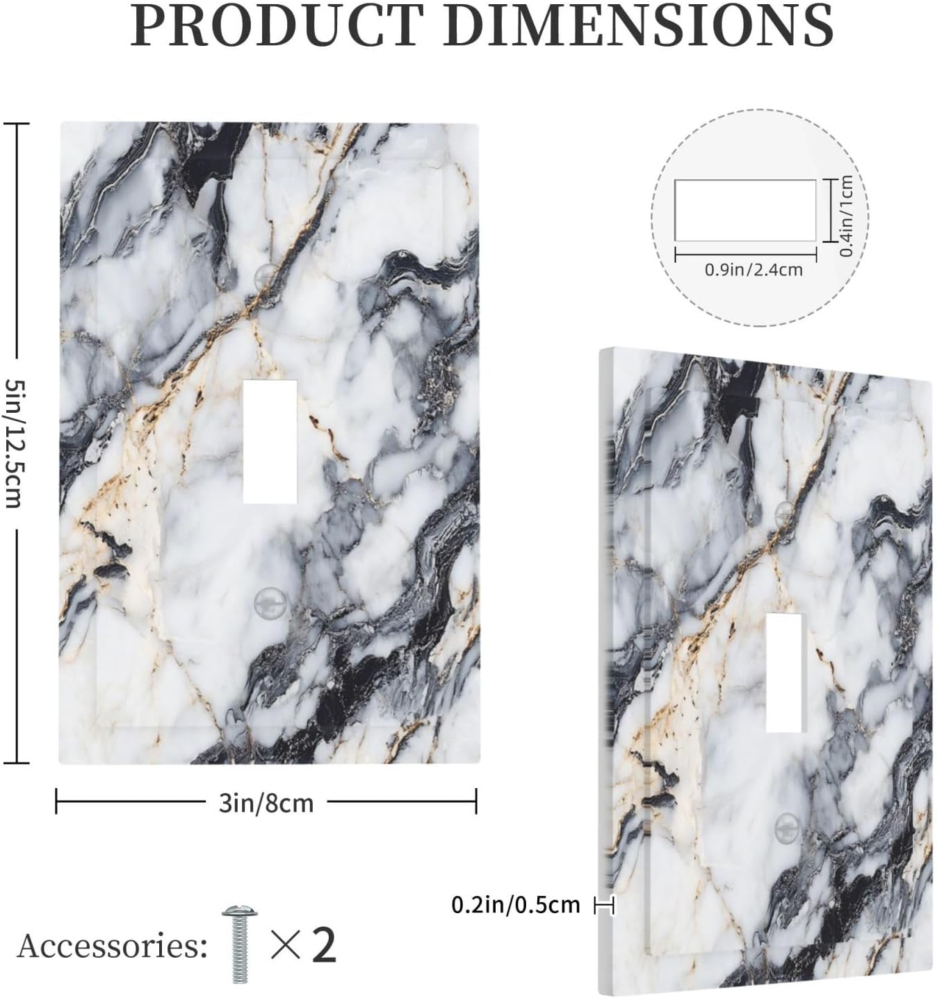 Decorative Light Switch Cover Plate Black Gold Marble Abstract Modern Luxury 1 Gang Single Toggle Wall Plate Electrical Outlet Covers Decorate Switch Plate Cover for Bedroom Home Decor