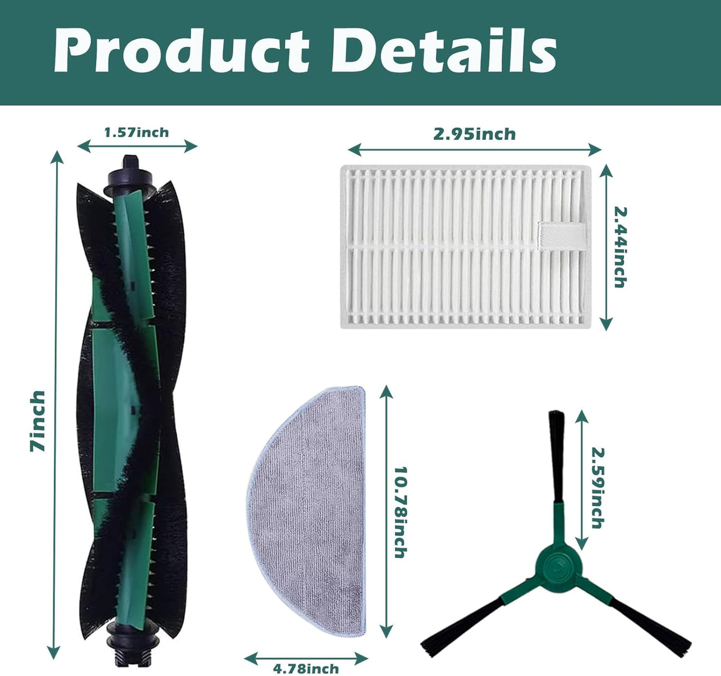 19 Pcs Replacement Parts for iRobot Roomba Combo Essential Q0120 Y0140 Q0520 Y0110 Y0120 Y0142 Q011 Robot Vacuum Cleaner Accessories，2 Roller Brushes，4 Filters，4 Mop pads，8 Side Brushes