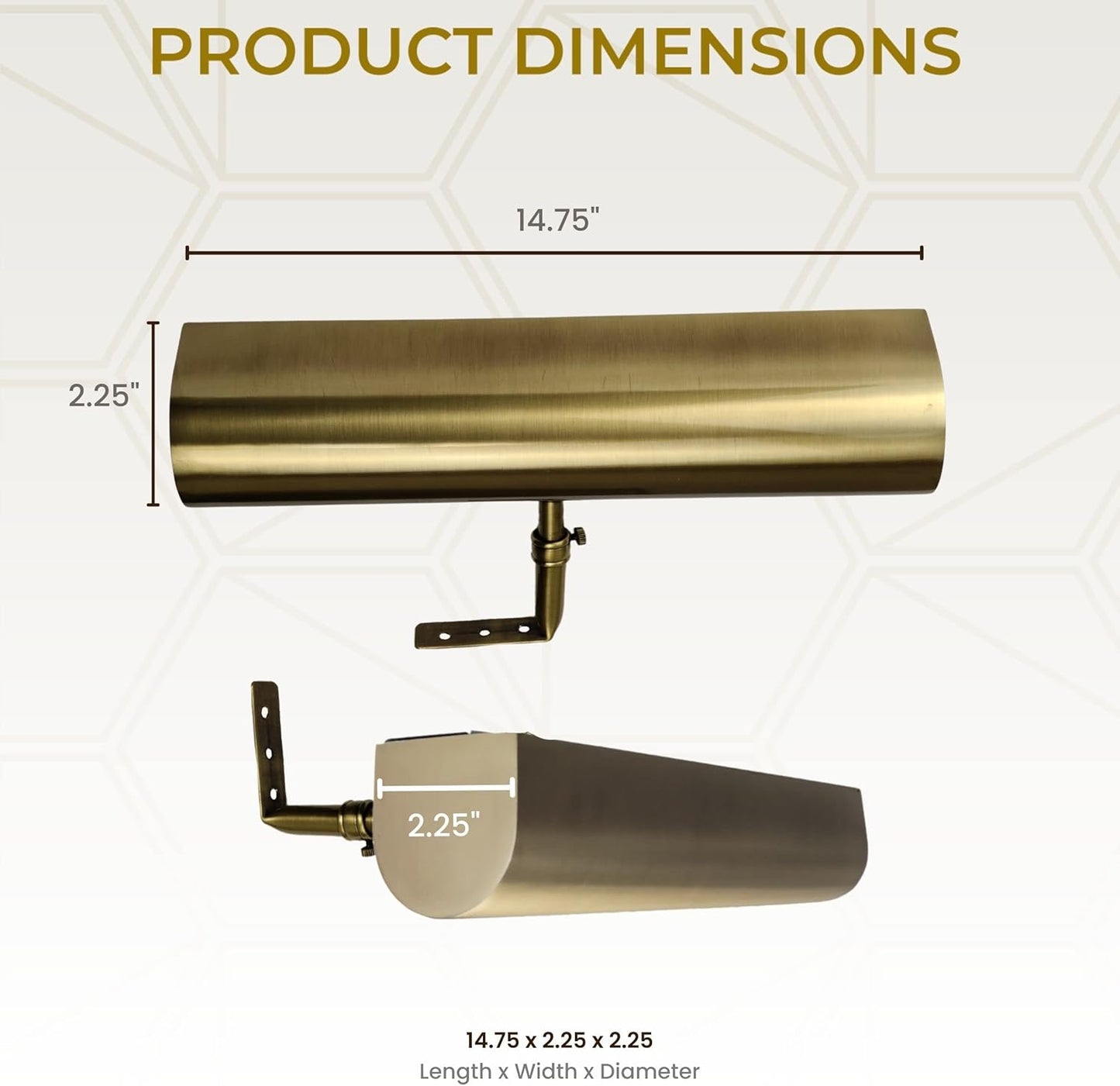 Royal Designs, Inc. Cordless Remote Control LED Picture Light, Dimmable with Timer Function, Brushed Satin Brass, 14.75 Inches
