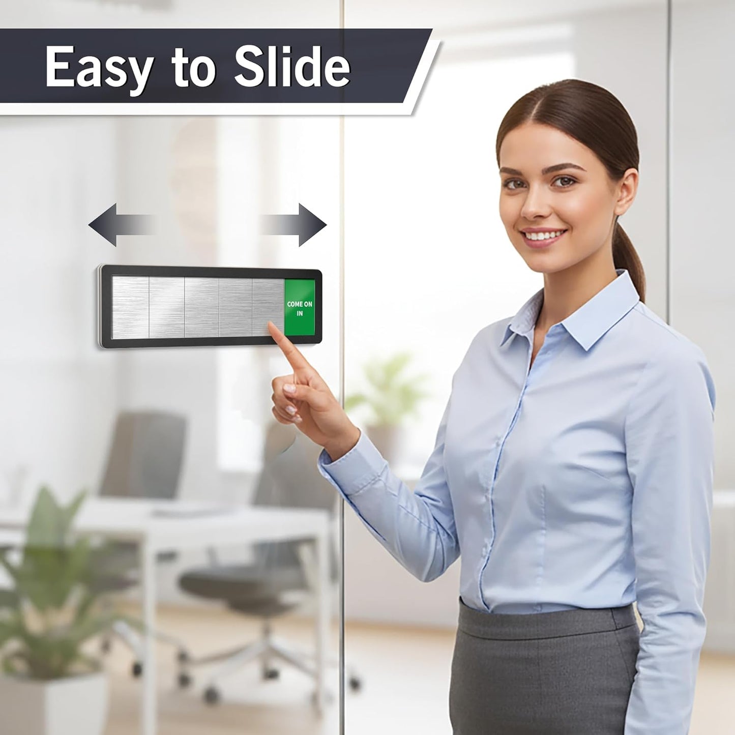 Office Door Signs-Meeting in Progress Door Sign with 6 Options, Do Not Disturb, In a Meeting, Out of Office, Working from Home, Come on in, Back Soon, Business Privacy Sign Shows the Status of the Person Inside the Room