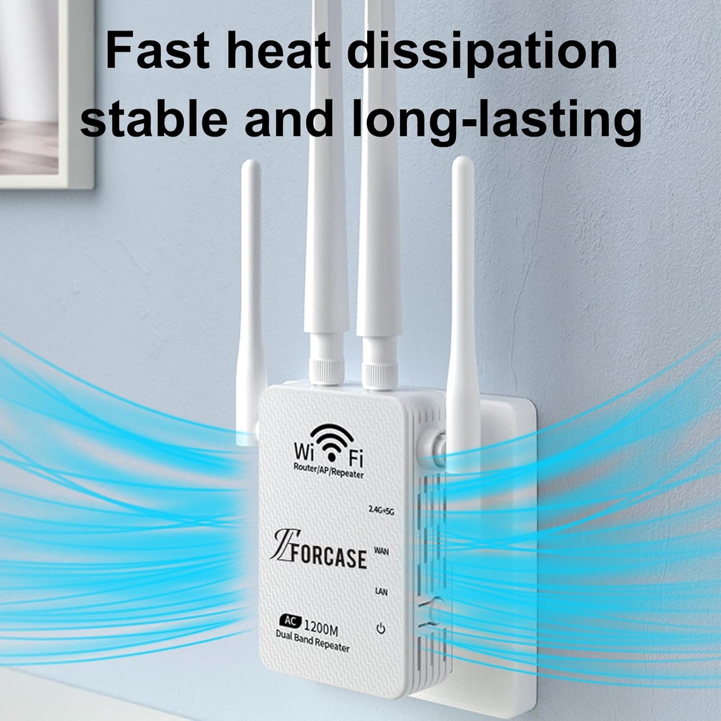 WiFi Extender Signal Booster Dual Band 5.8GHz&2.4GHz, w/6 Antennas WiFi Booster for Home Coverage up to 10200 Sq.ft, Signal Amplifier 1200Mbps WiFi Repeater w/Ethernet Port, 1-Tap Setup