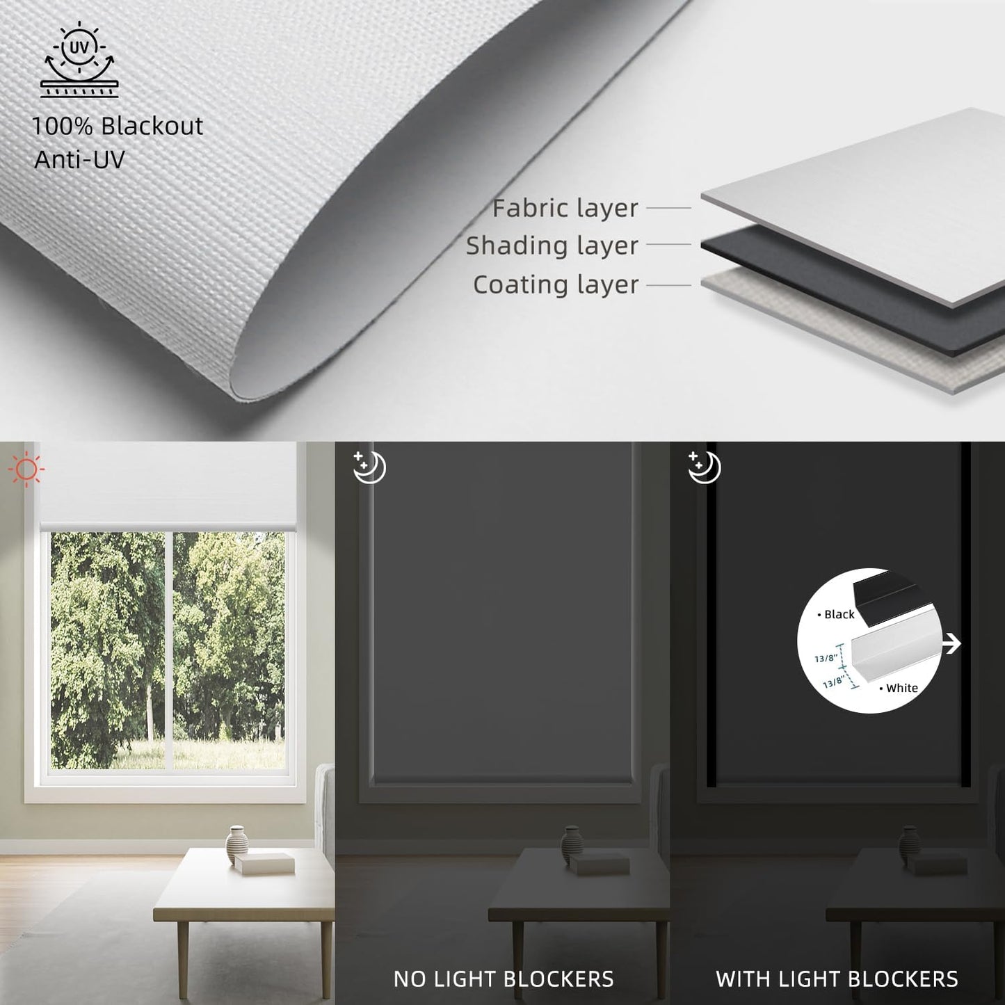 SmartWings Motorized 100% Blackout Shades Blinds, Custom Size, Cordless Window Shades with Rechargeable Battery, Work with Matter/Apple HomeKit, Alexa, Thread/Zigbee, Remote Optional, Essential White