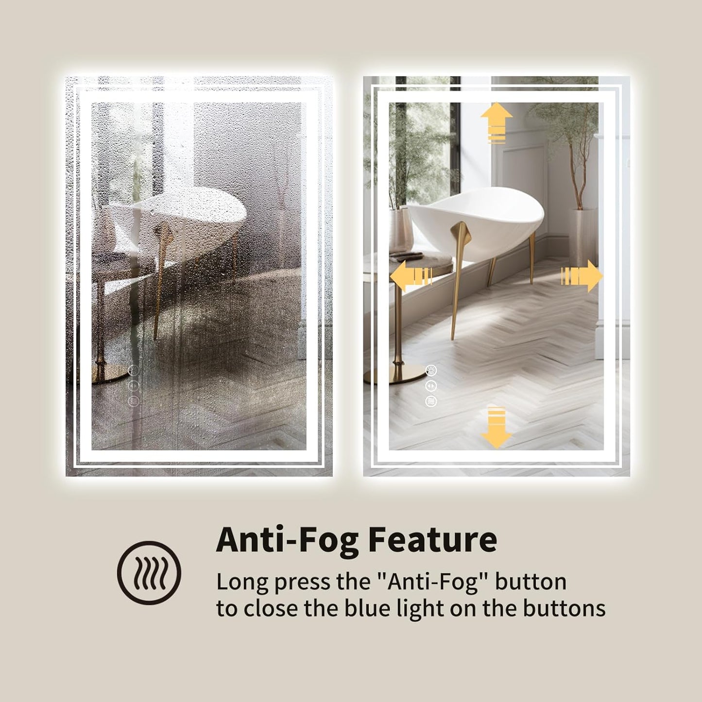 WTTY LED Bathroom Mirror, 24 x 32 with Backlit and Front Light,Stepless Dimmable LED Mirror for Bathroom,Anti-Fog Lighted Bathroom Vanity Mirror Modern for Wall,Memory Function,Shatter-Proof