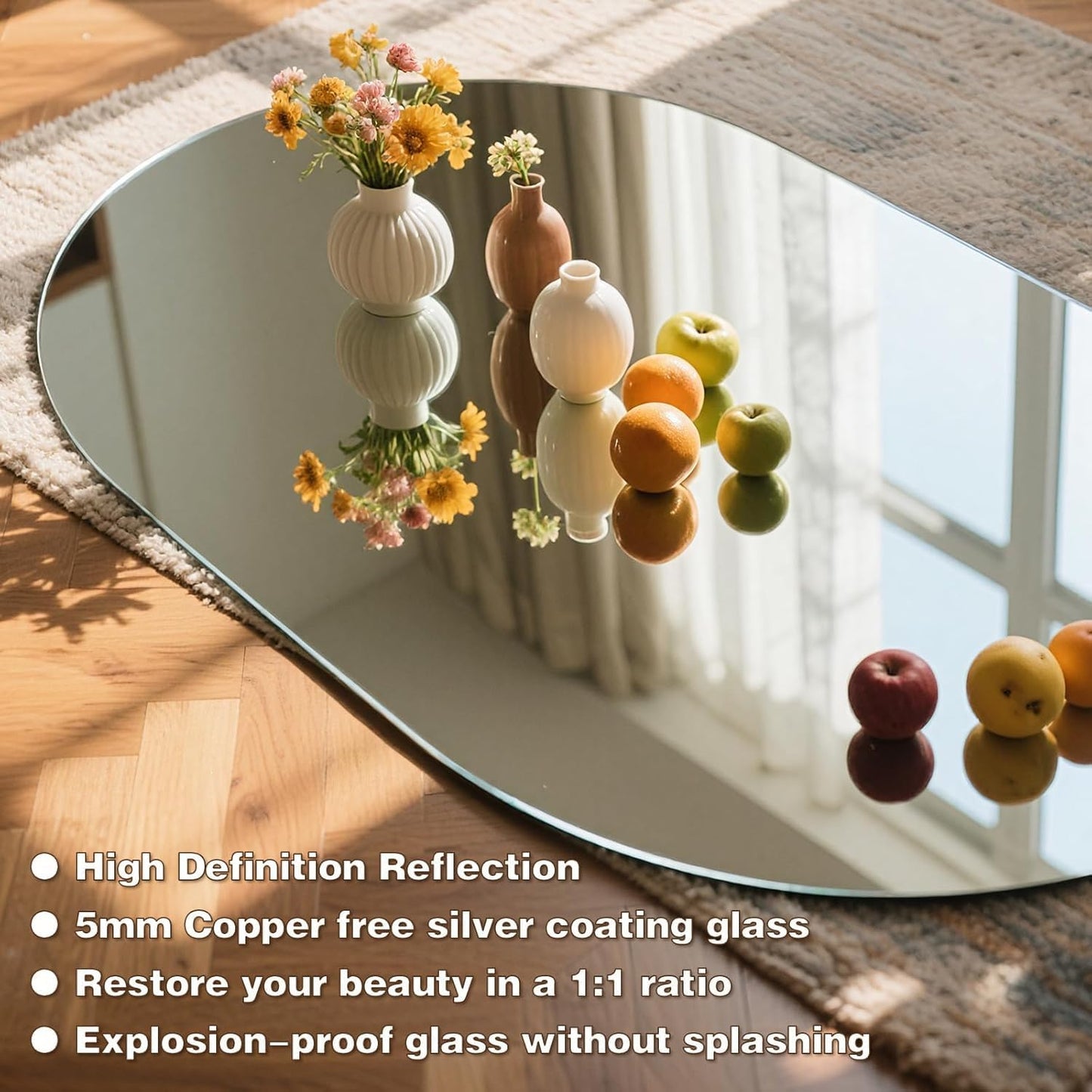 32" x 20" Oval LED Mirror for Bathroom, Backlit Vanity Mirror with Lights, Frameless Smart Wall Mirror, 3 Colors Stepless Dimmable, Anti-Fog, Shatterproof, Memory, CRI95+(Horizontal/Vertical)