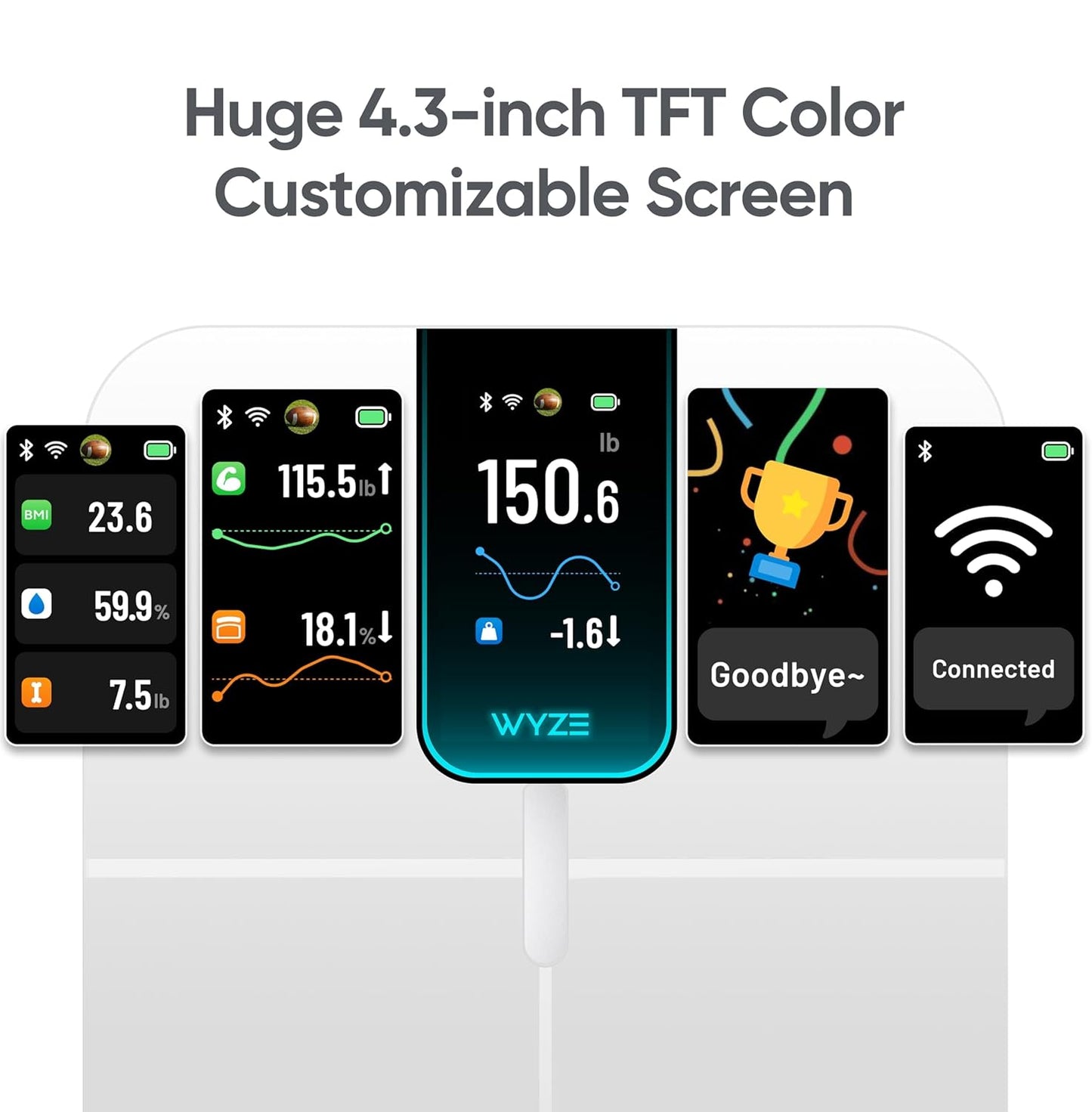 Wyze Scale Ultra, Smart Scale with 4.3" Color Display, Digital Scale for Body Weight BMI Muscle Mass, Heart Rate Monitor, Wi-Fi & Bluetooth Weight Scale with Baby/Pet/Luggage Mode, 400lbs