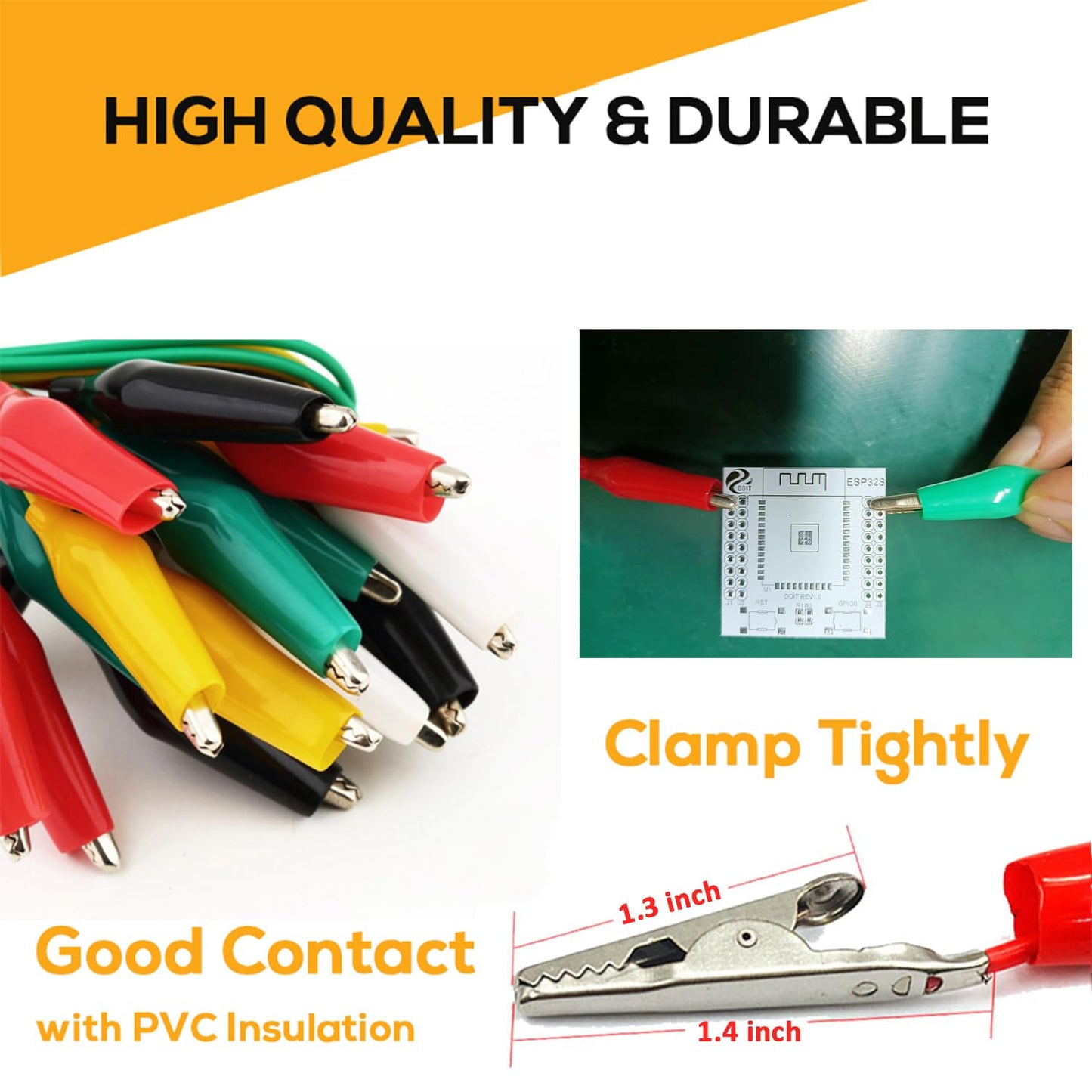 60PCS Premium Alligator Clips Electrical, Crocodile Test Leads with Test Probes, 5 Colors Double-Ended Jumper Wires with Alligator Clips for Multimeter, DIY Engineering Experiment Circuit Connection