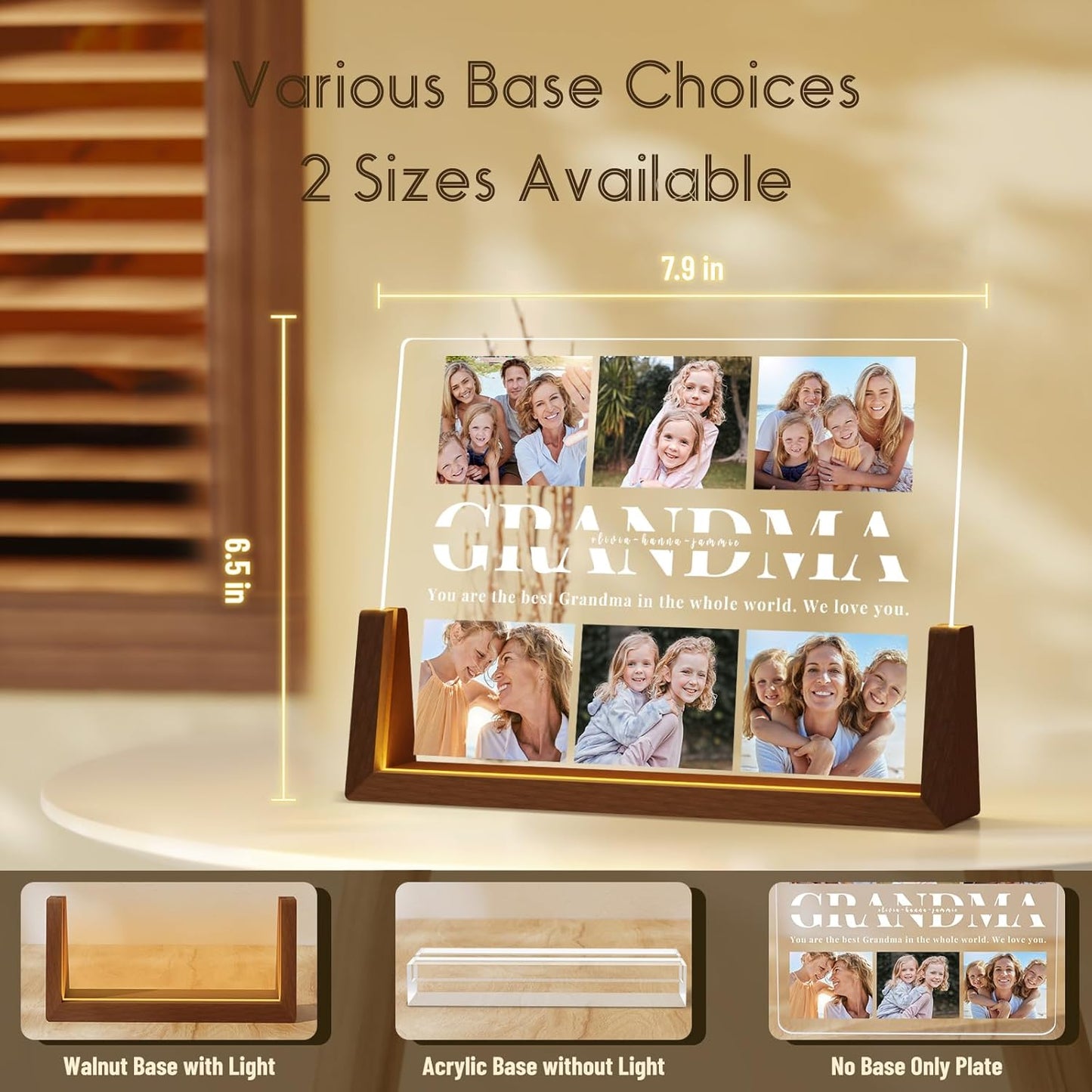 Photo Decorative Plaque Personalized Grandma Gifts, Custom Grandma Gifts for Mothers Day from Grandkids, Customized Grandma Picture Frame, Best Grandma Ever Gifts on Birthday