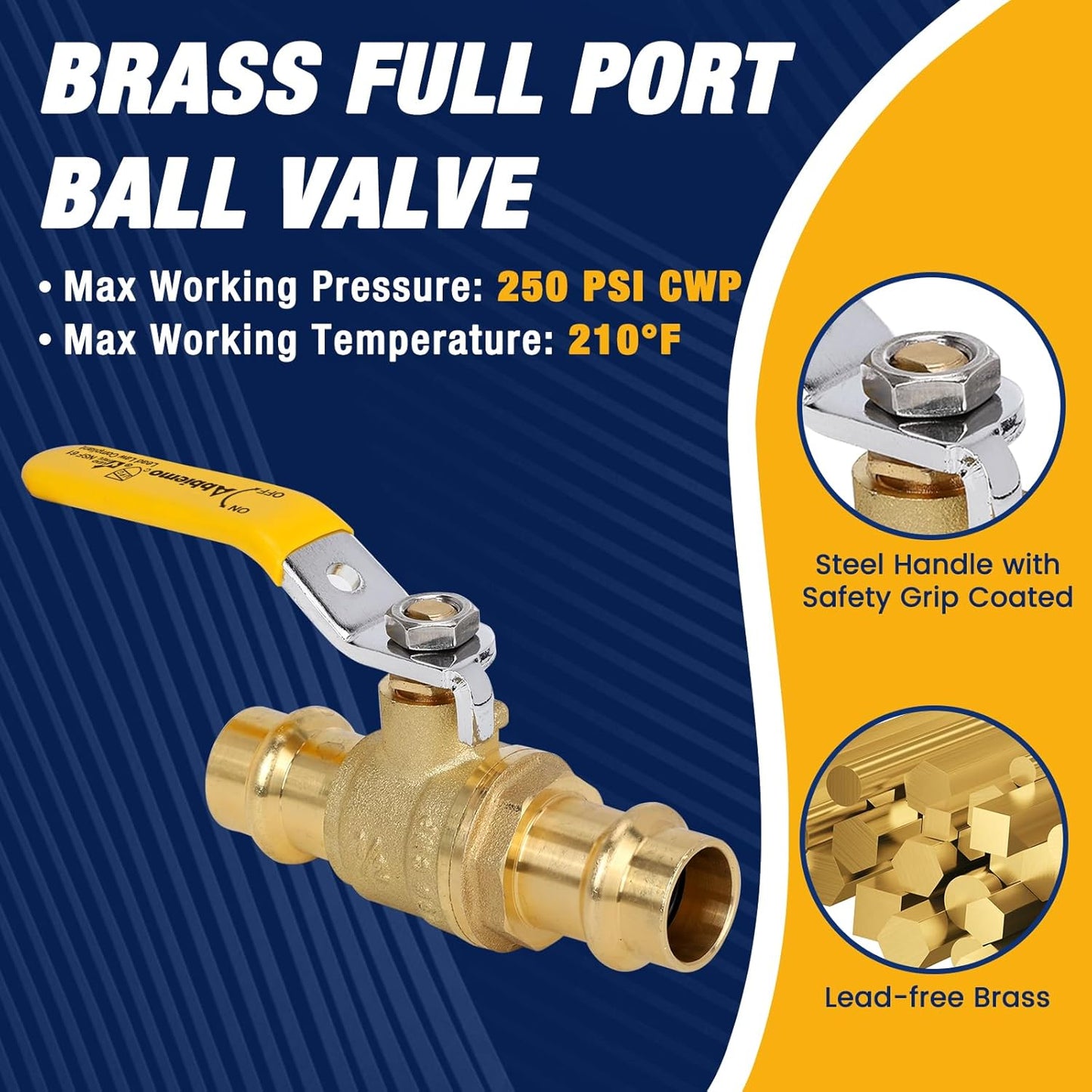 10PCS 3/4" Press Propress Ball Valve with EPDM O-Ring 1/4-Turn Full Port Shut Off Stop Valve for Copper Tubing Connection