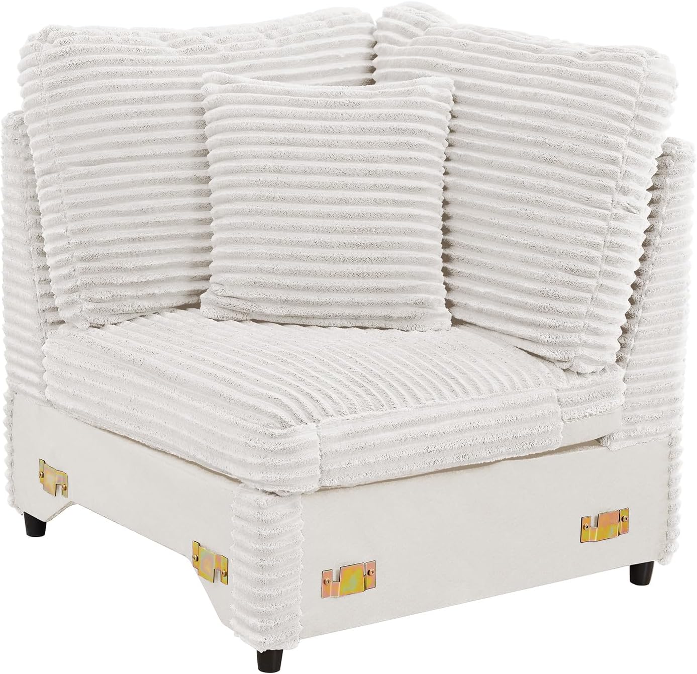LEVNARY Modular Corner Chair, Faux Rabbit Fur Upholstered Single Corner Seat for Sectional Sofas (White)
