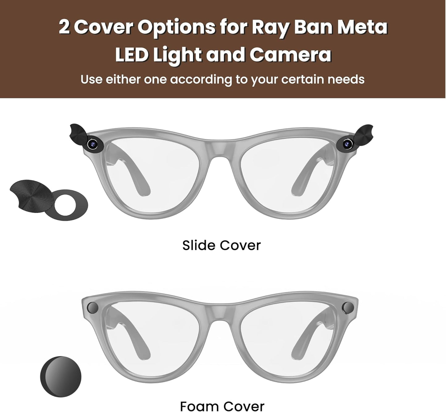 Camera Privay Cover for Ray-Ban Meta Glasses, Adjustable Lens Protector Set for Wayfarer/Skyler/Headliner(Gen 1&Gen 2) Smart Glasses Accessories 9PCS Black
