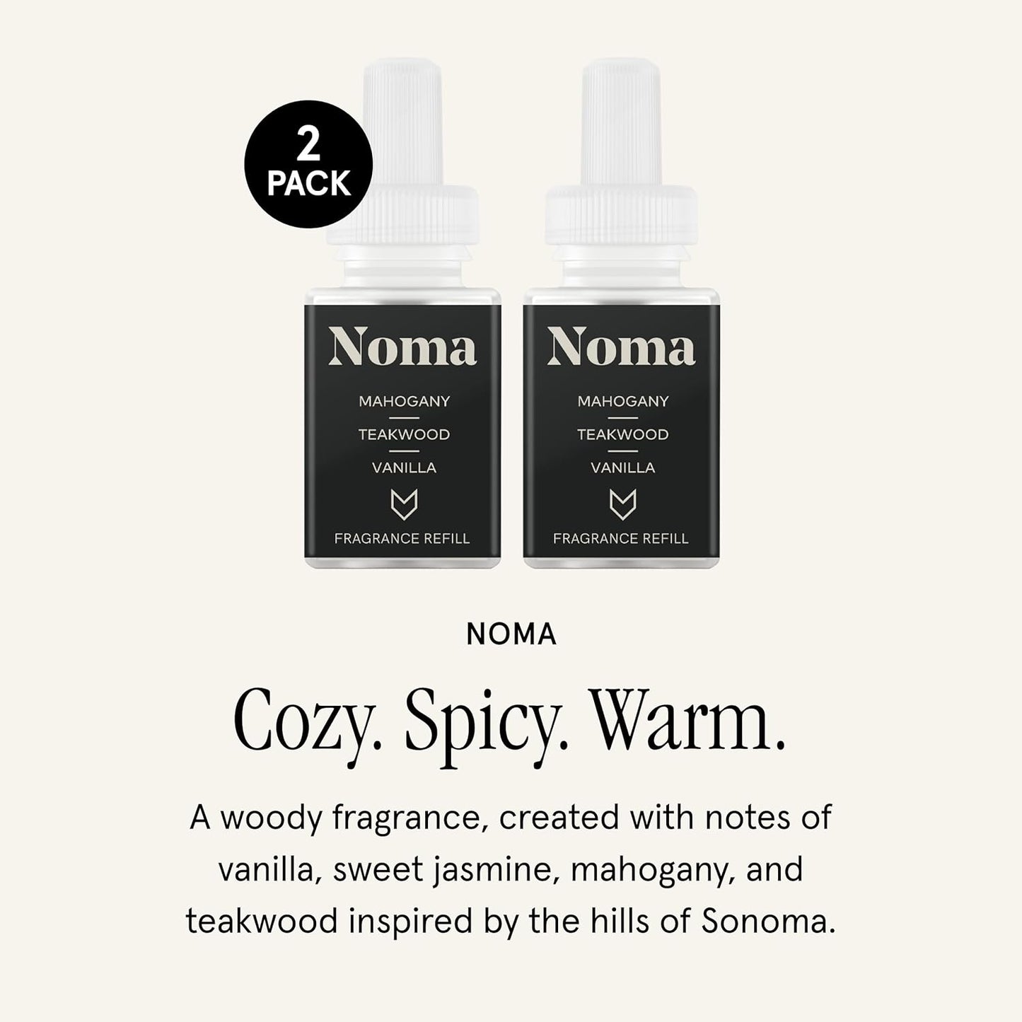 Pura & Guy Fox Home Scent Refill - Smart Air Diffuser - Up to 120-Hours of Luxury Fragrance per Refill - Home Essential - Clean & Safe Diffuser Fragrance - 2 Pack, Noma