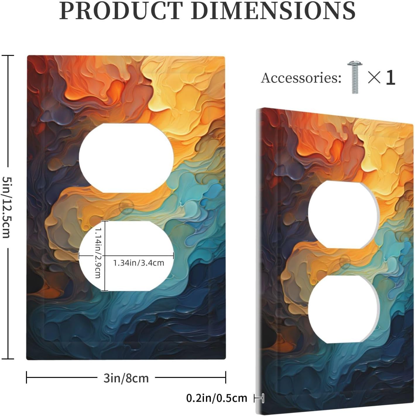 Abstract Colorful Modern Luxury Rainbow 1 Gang Duplex Receptacle Switch Wall Plate Decorative Switchplate Outlet Covers Electrical Plug Cover Faceplate for Bathroom Home Decor 5 X 3 IN