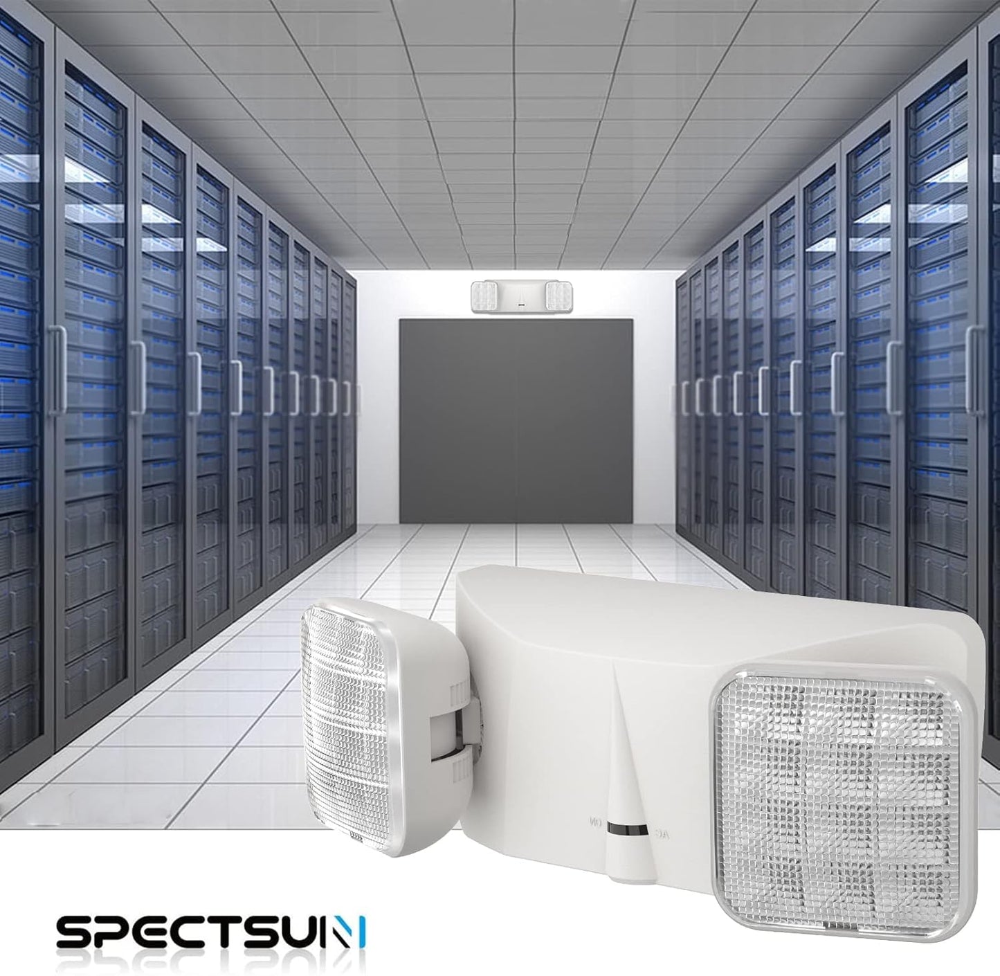 SPECTSUN 2 Packs Led Emergency Light White, Adjustable Square Head Emergency Led Light with Battery, White Emergency Light/Emergency Light Fixture/Emergency Exit Sign/Emergency Exit Light.