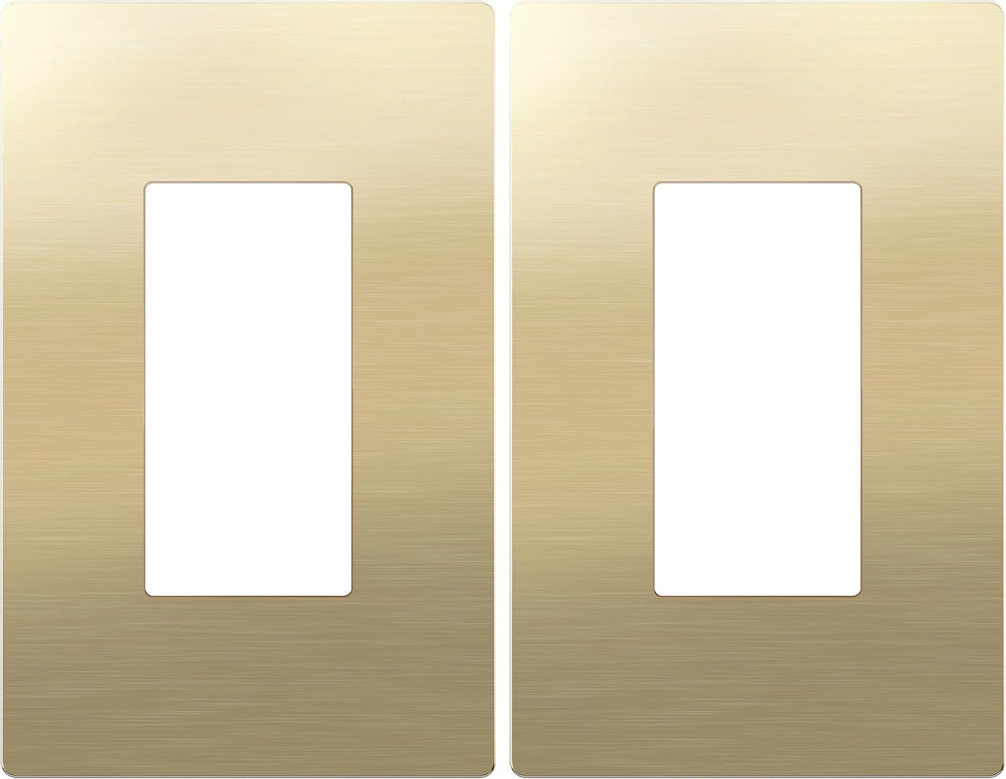 LIDER Screwless Metal-Surface Wall Plate, Decorator Switch Cover, Temperature and Impact Resistant, 201 Stainless Steel, Modern Decoration Upgrade, Mid-Size 1-Gang 4.88" x 3.11", Brushed Brass, 2 Pack