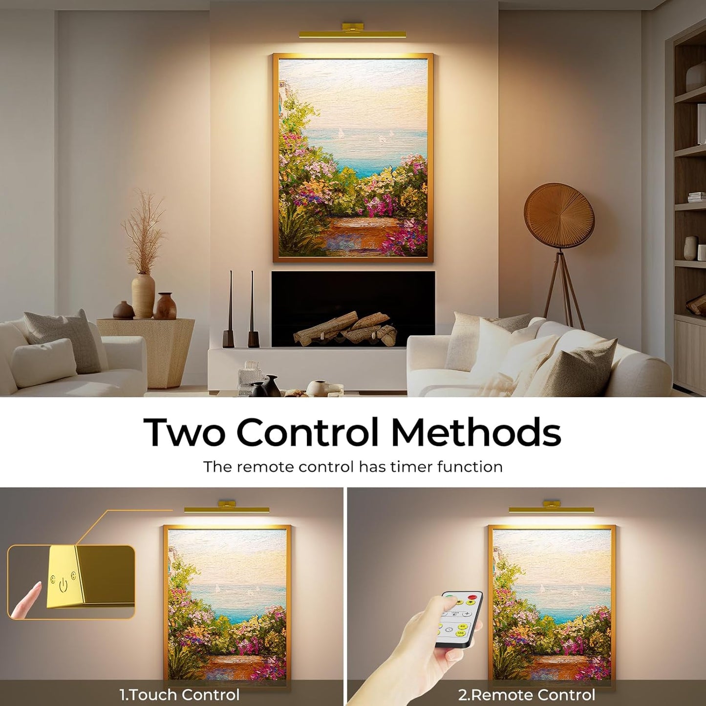 Picture Lights Wall Light 16in CCT Gallery Light | Battery Operated, Timer, Remote Control, Adjustable Brightness, Long Lasting, for Wall, for Paintings, for Living Room, Art, Dartboard, Decor