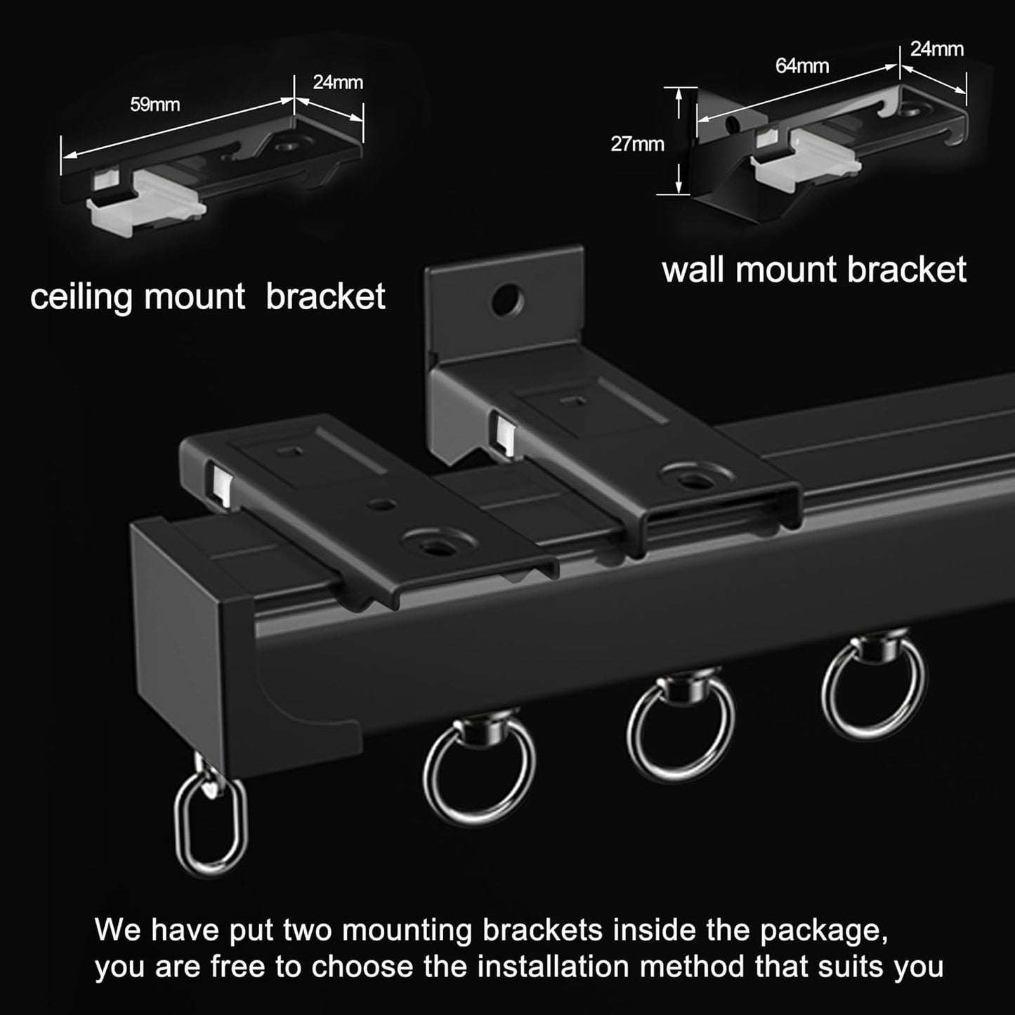 Curtain Track Ceiling Mounted Rail for Curtains, Drapes, and Room Dividers Ceiling or Wall Mount Curtain Track Room Divider-Sliding Curtain Rail
