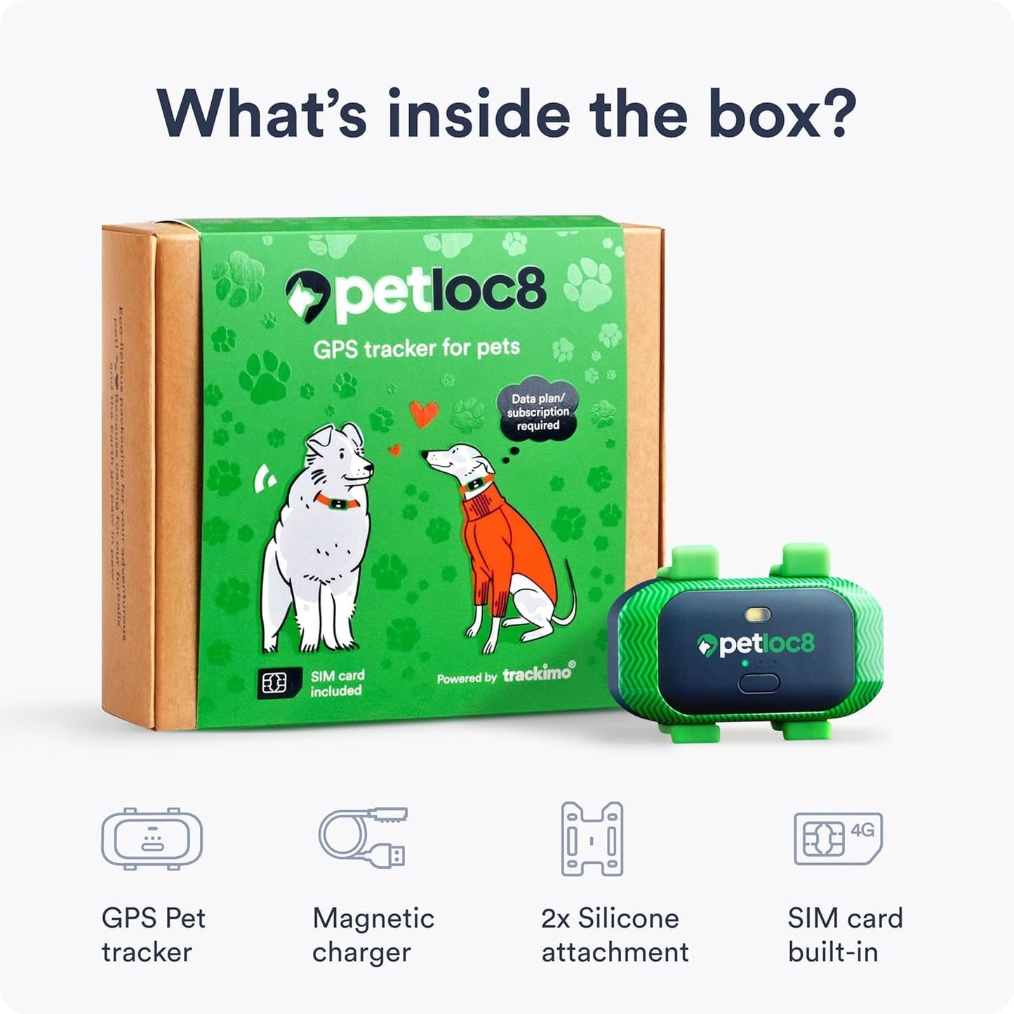 GPS Pet Tracker for Dogs - Dog Tracker Fits on Your Pets Collar, Waterproof, Smart App Controllable Geofencing and Pet Location History (Dog - 4 Months Included)