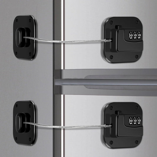 Refrigerator Lock, Combination Lock for Refrigerator Cabinets, Drawers, Heavy Duty Fridge Lock, Easy Install No Keys Needed (Black-2Pack)