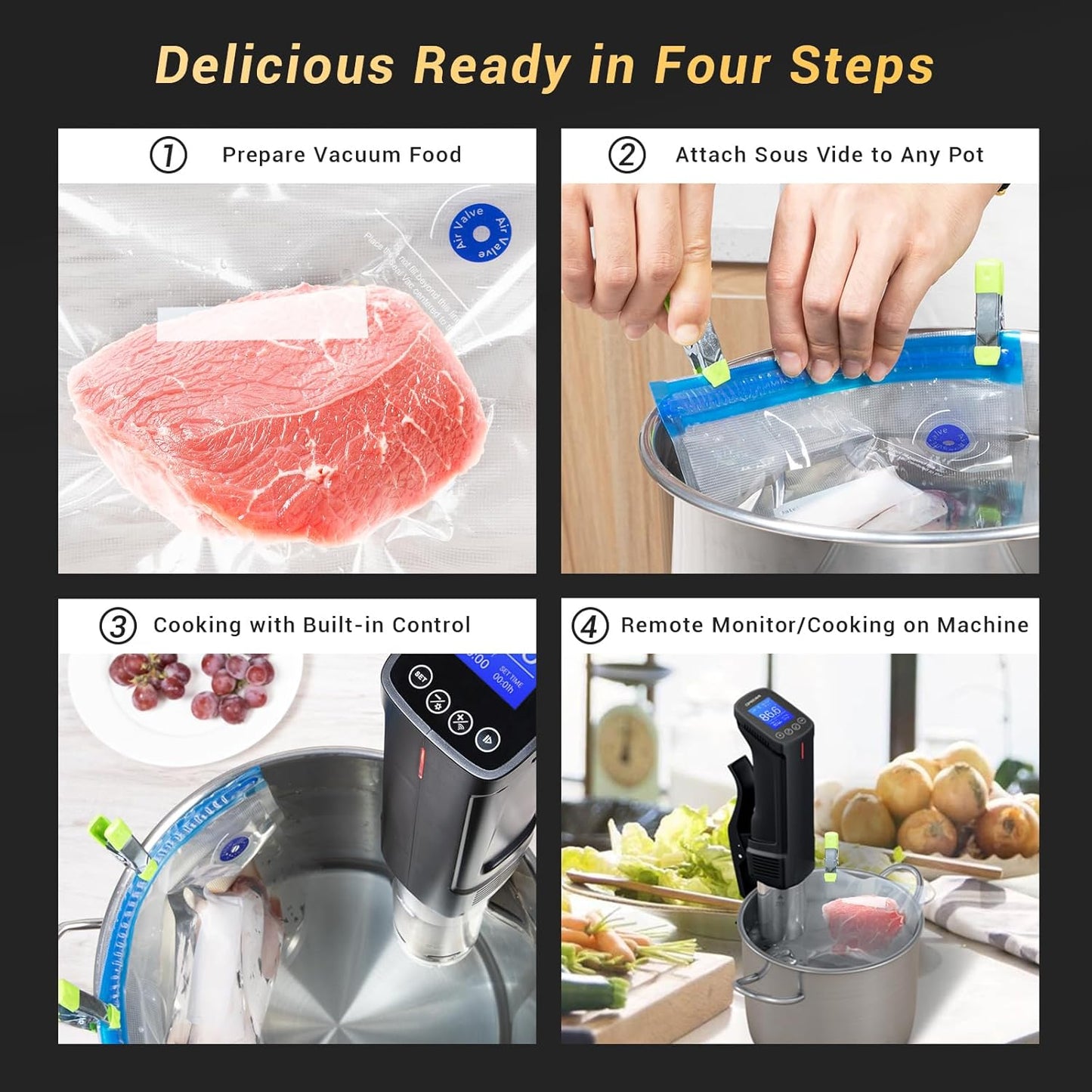 Sous Vide Cooker| Inkbird Wifi Sous Vide Mchine Sous vide Cooking Machine, 1000W Immersion Circulator with Recipes,Timer | Ultra-Quiet
