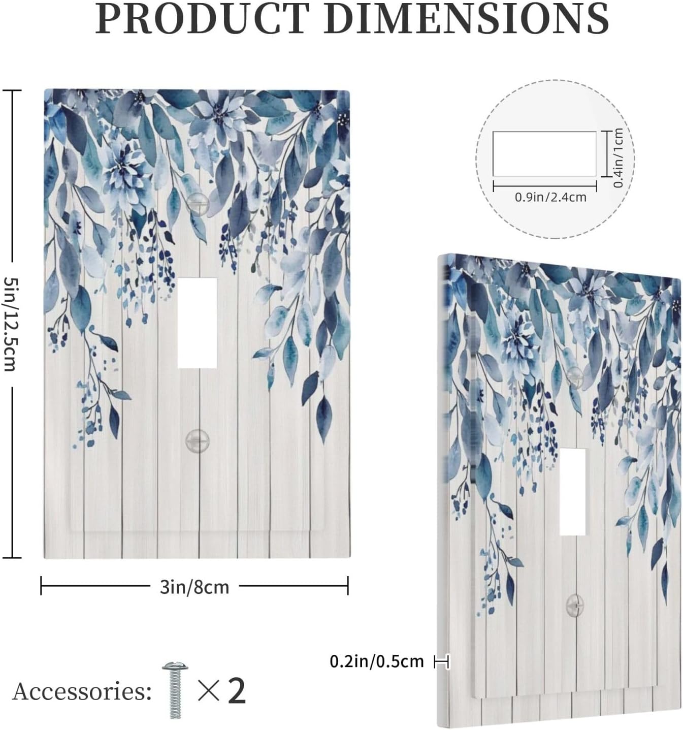Eucalyptus Rustic Watercolor Plant Decorative Light Switch Cover 1 Gang Single Toggle Device Electrical Faceplate Switchplates Decorator Outlet Wall Plate For Farmhouse Home Decor