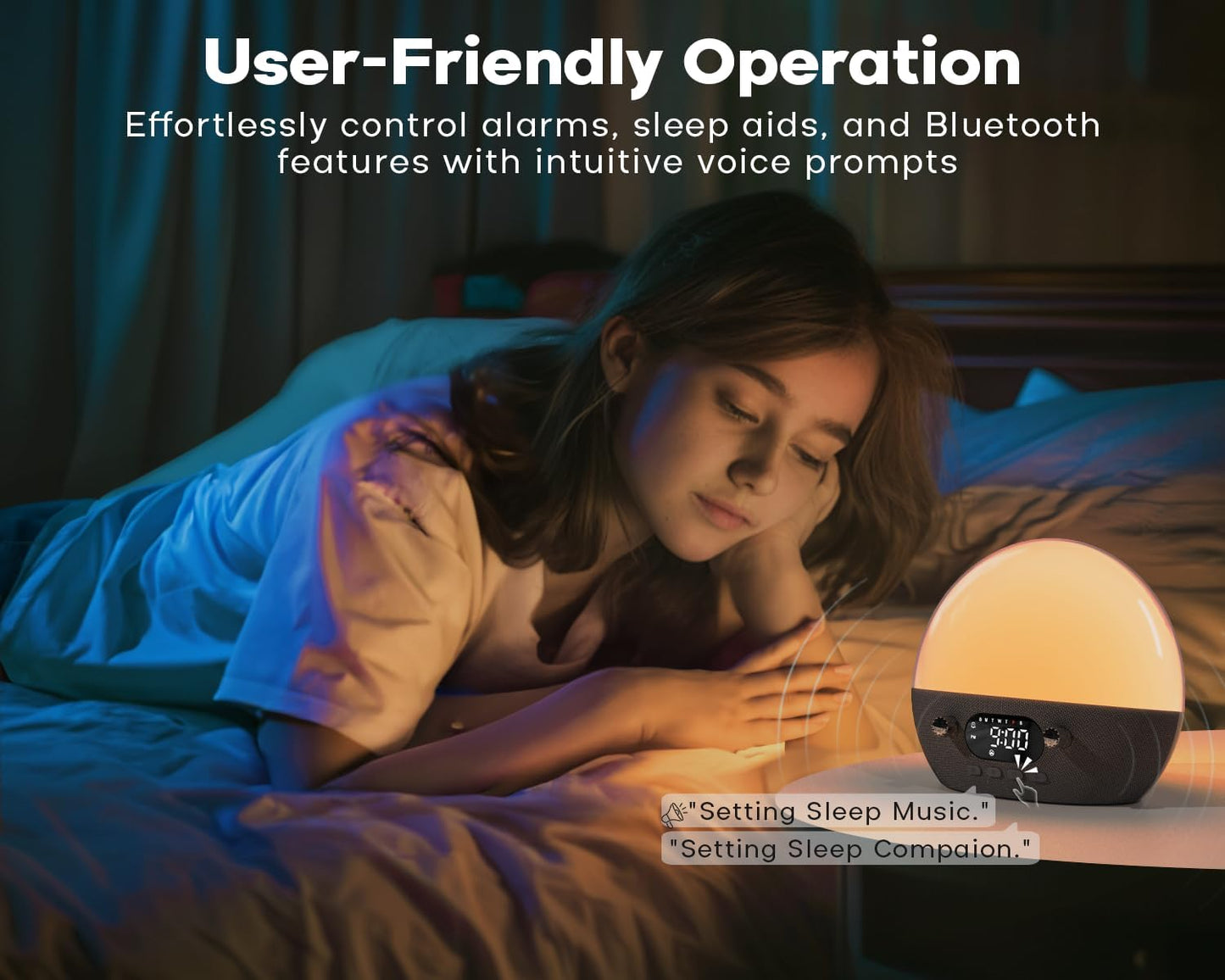MOMILLA Sunrise Alarm Clock with Bluetooth Speaker, White Noise Sound Machine for Sleep, Clocks for Heavy Sleepers Bedrooms for Kids Adults, Wake up Light Night Lights Sunset Lamp