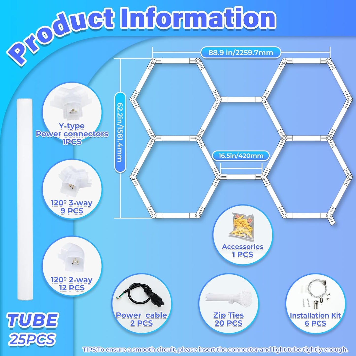 Hexagon Garage Lights-192W LED Lights,6500K 25650LM Upgraded 3-Level Dimmable LED,Shop for Car Detailing,Workshop, Basement,Gym, Barber