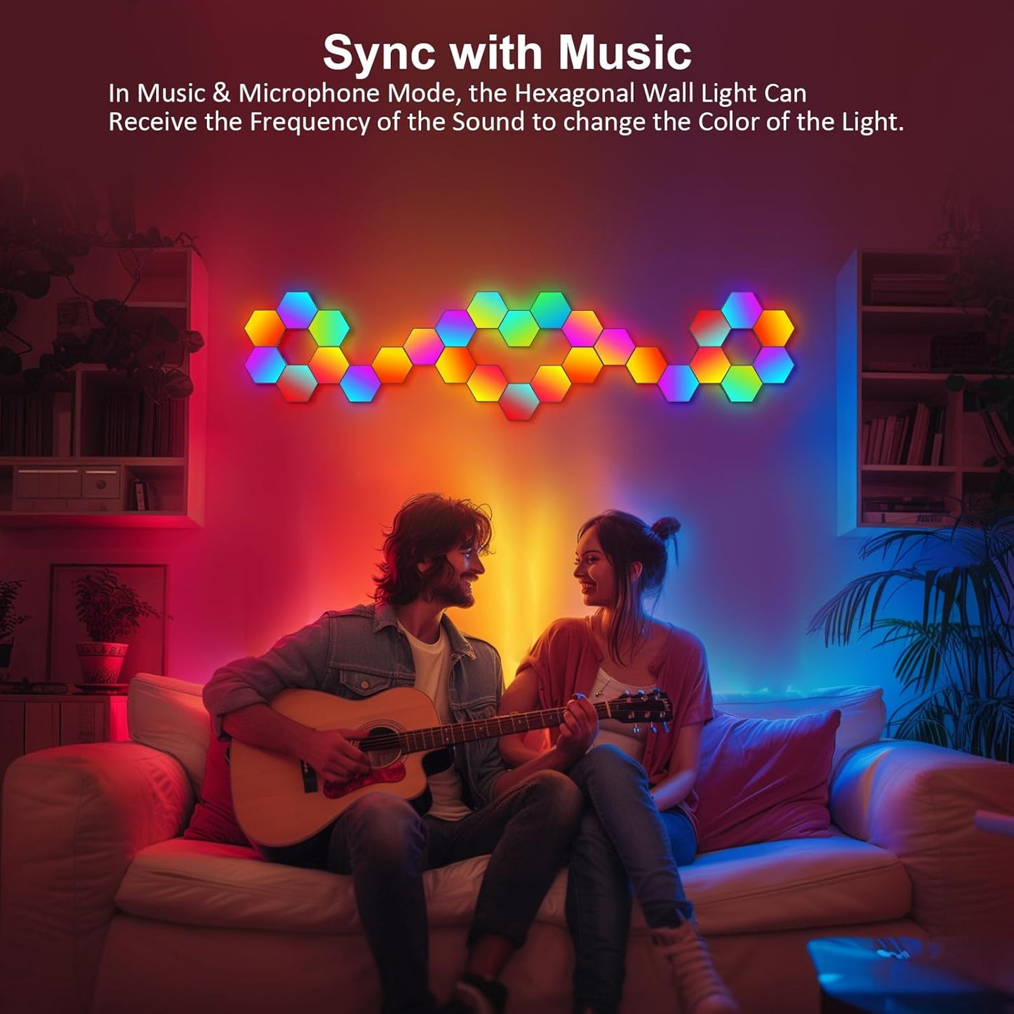 Hexagon LED Light Panels 8 Pack – RGB Wall Decor Lights with Music Sync, App & Remote – Modular Home & Christmas Decor for Bedroom, Living Room, and Room Decor