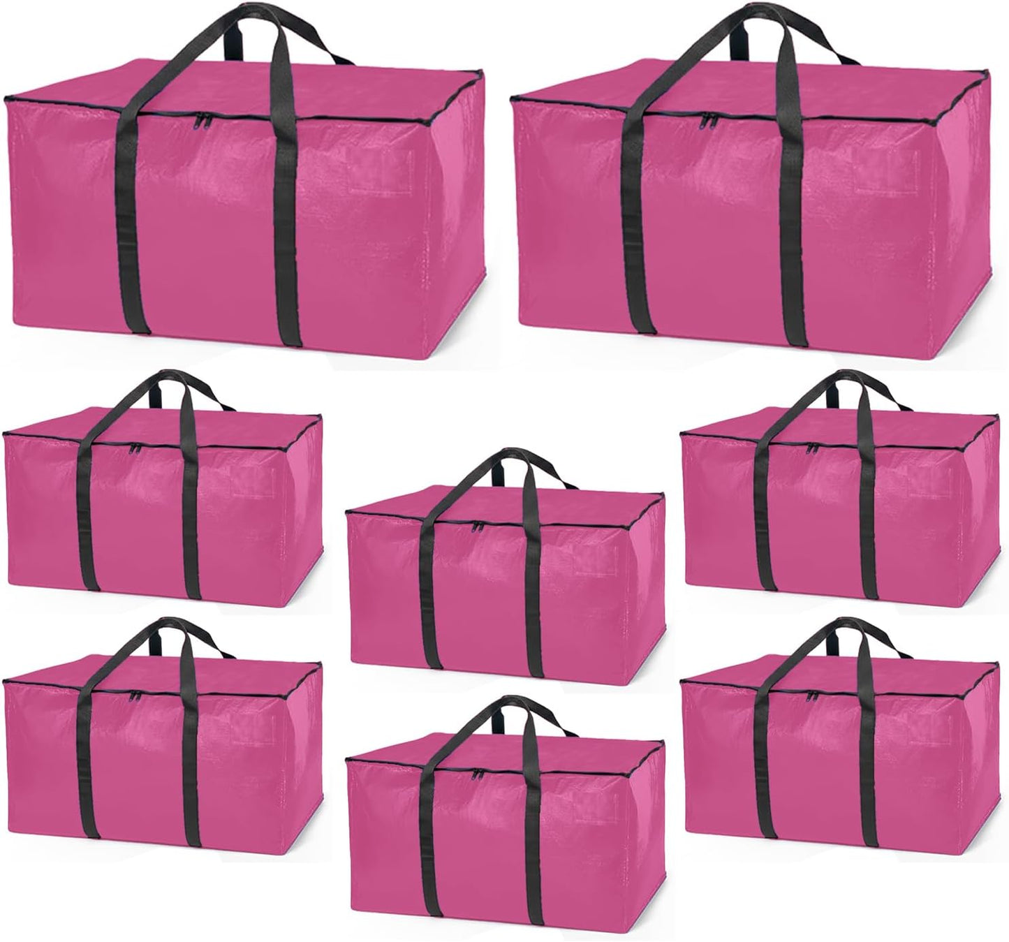ClearSpace Heavy Duty Moving Bags or Storage Bags – Pink Storage Bins with Lids, Large Moving Boxes with Backpack Straps & Zippers,– Packing Box & Moving Supplies for College Dorm, 8 Pack