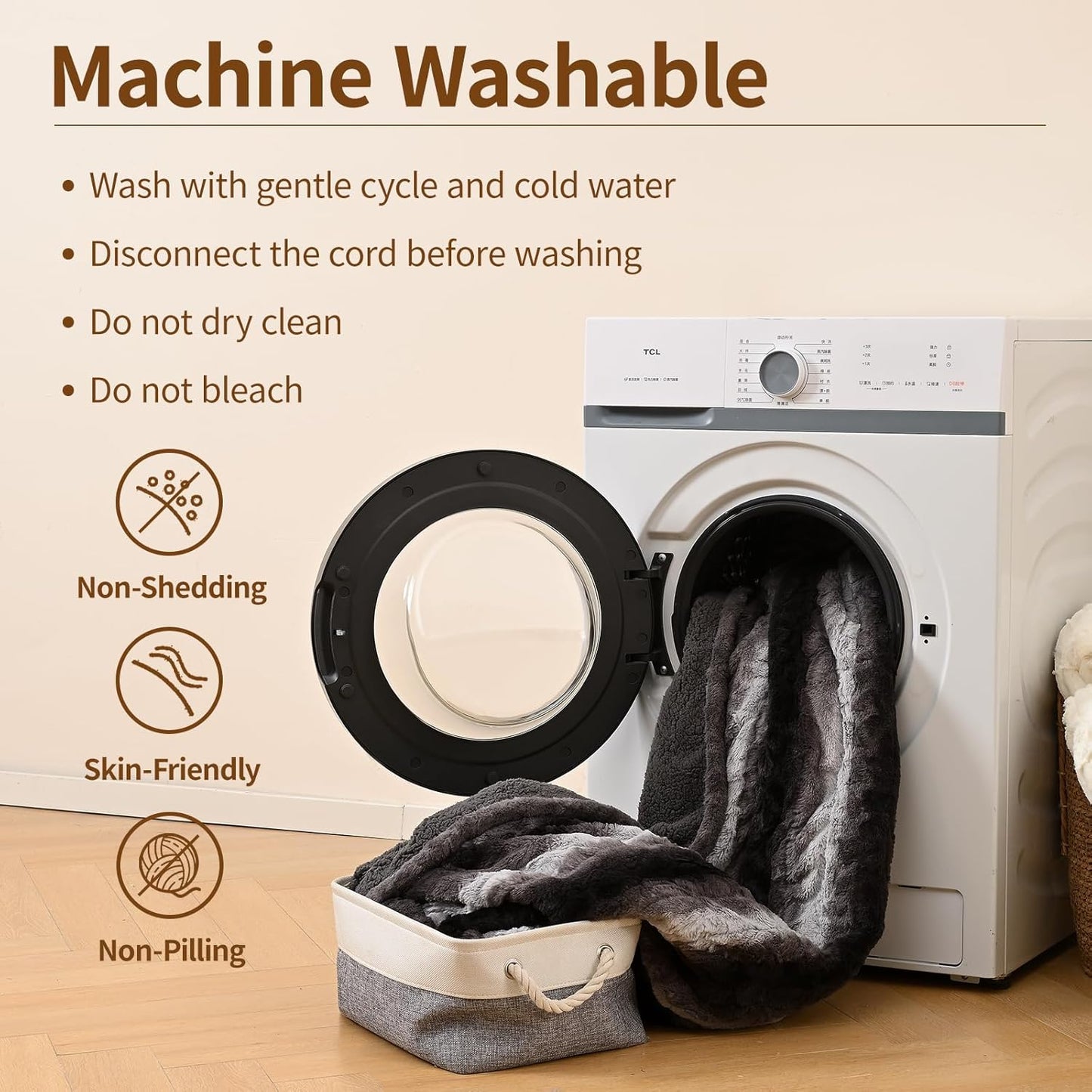 Bearhug Heated Blanket 6 Heat Settings Electric Blanket, 4-Hour Auto Shut-Off, Luxurious Faux Fur & Sherpa Dual-Sided Heated Throw, Machine Washable, 50 x 60 Inches, Gift-Ready Elegant Packaging