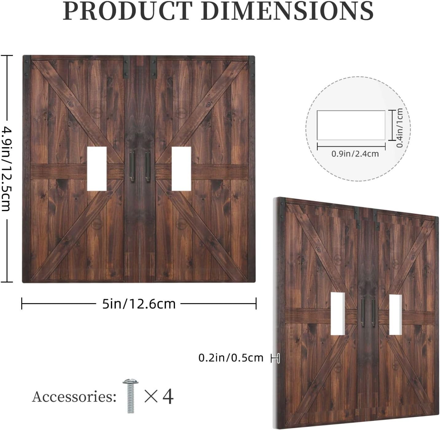Decorative Light Switch Cover Plate Vintage Brown Farmhouse Barn Door 2 Gang Outlet Covers Double Toggle Wall Plates for Electrical Outlets Switch Plate Covers Faceplate for Bedroom Home Decor