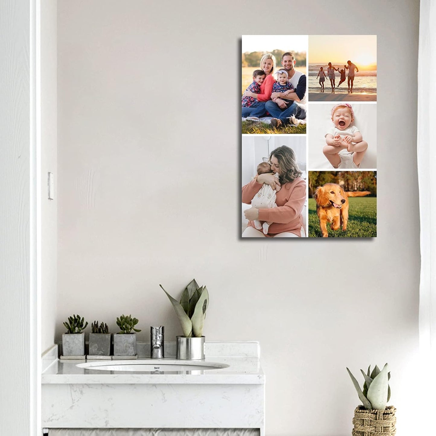 LZIMU Collage Canvas Prints with Your Photos Personalized Multi Pictures for Wall Custom Family Wedding Baby Pet Dog Photo to Canvas Customized Gifts Home Wall Decor (Collage Photo-6, No frame)