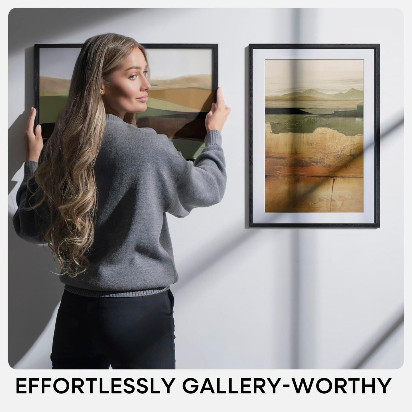 Homeforia 8x24 Black Wood Frame, High End Oak 8 x 24 Panoramic Display Frames without Mat, Wooden 24x8 Thin Hanging Picture Frame for Wall, 8by24 Black Poster Frame, Tempered Glass, Wall Kit, Set of 1