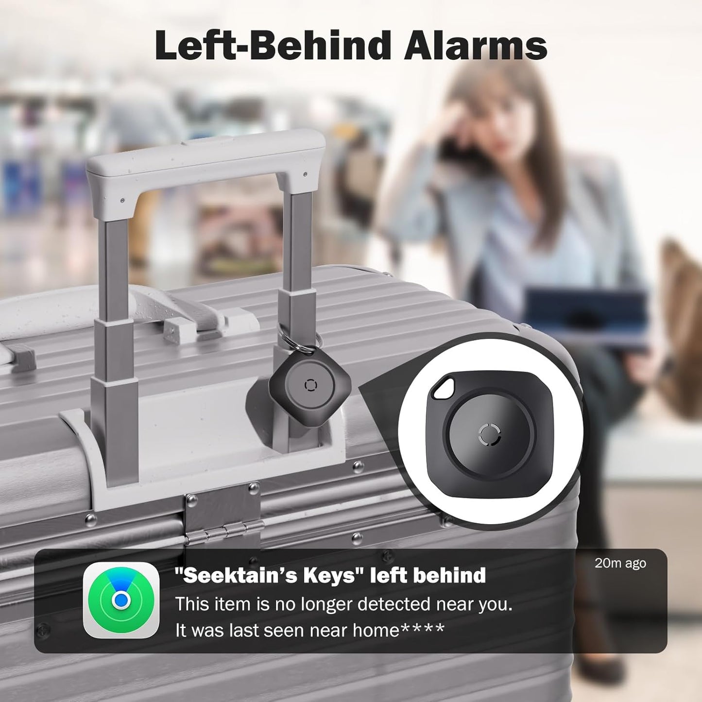 Air Tracker Tag-6 Pack, Smart Bluetooth Tracker Work with Apple Find My(iOS Only), Luggage Tracker Tag for Key, Luggage, Backpack, Suitcase, Replaceable Battery, weTag, Black