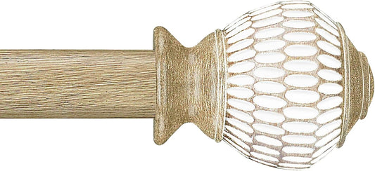 Curtain Rods for Windows 16 to 48 Inches Adjustable Length 1 Inch Diameter Window Curtain Rod with Wood Grain Leaf Pattern Finials,for Heavy Duty Curtains Rods