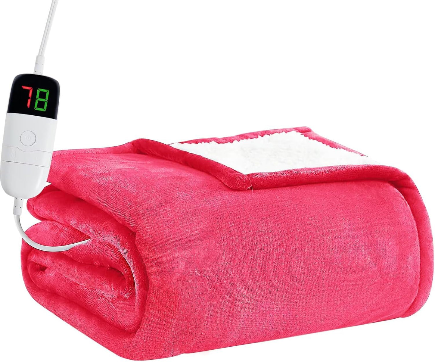 BOMOVA Heated Electric Throw Blanket - 50" x 60" Heating Blanket with 10 Heating Levels & 8 Hours Auto Off, Warm Flannel Blanket, Christmas Birthday Gifts for Women