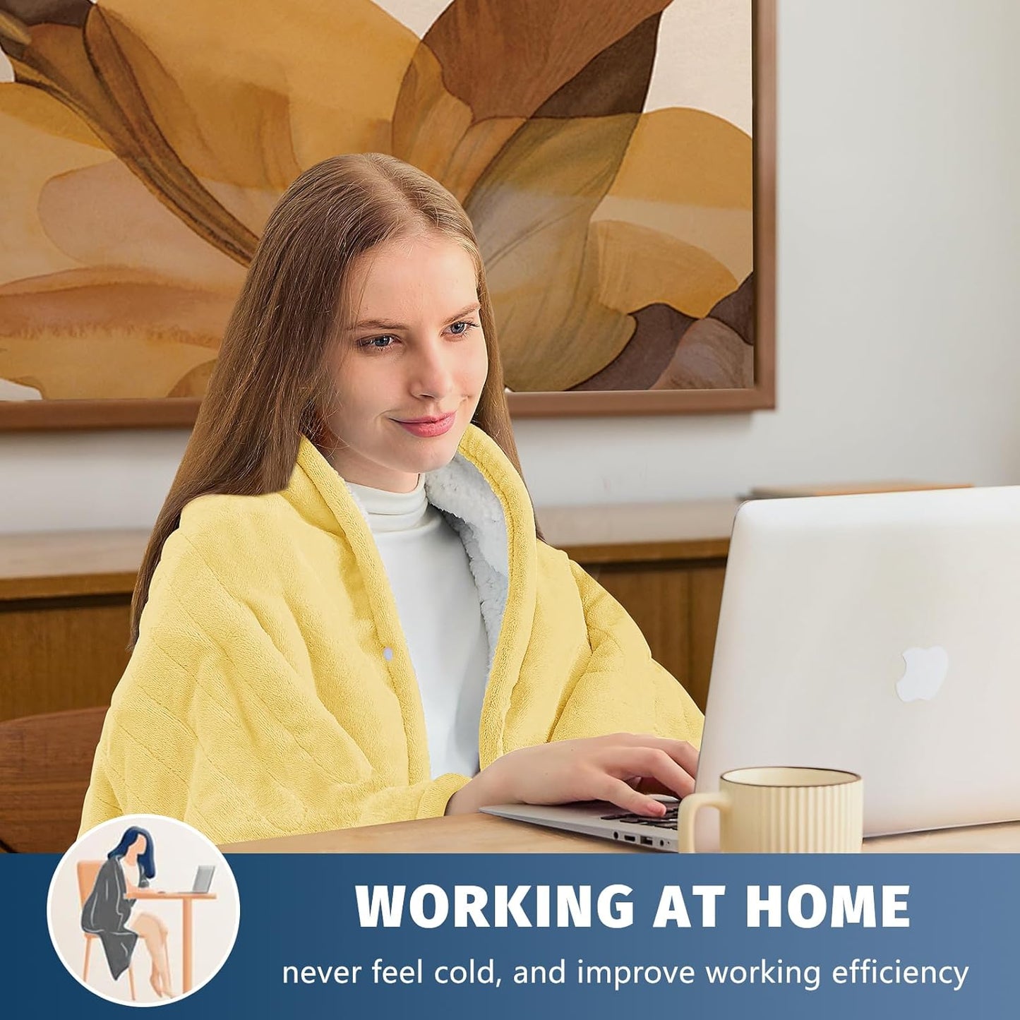 BOMOVA Heated Electric Blanket Throw Size- 50" x 60" Heating Blanket with 10 Heating Levels & 8 Hours Auto Off, Warm Flannel Blanket, Christmas Birthday Gifts for Women