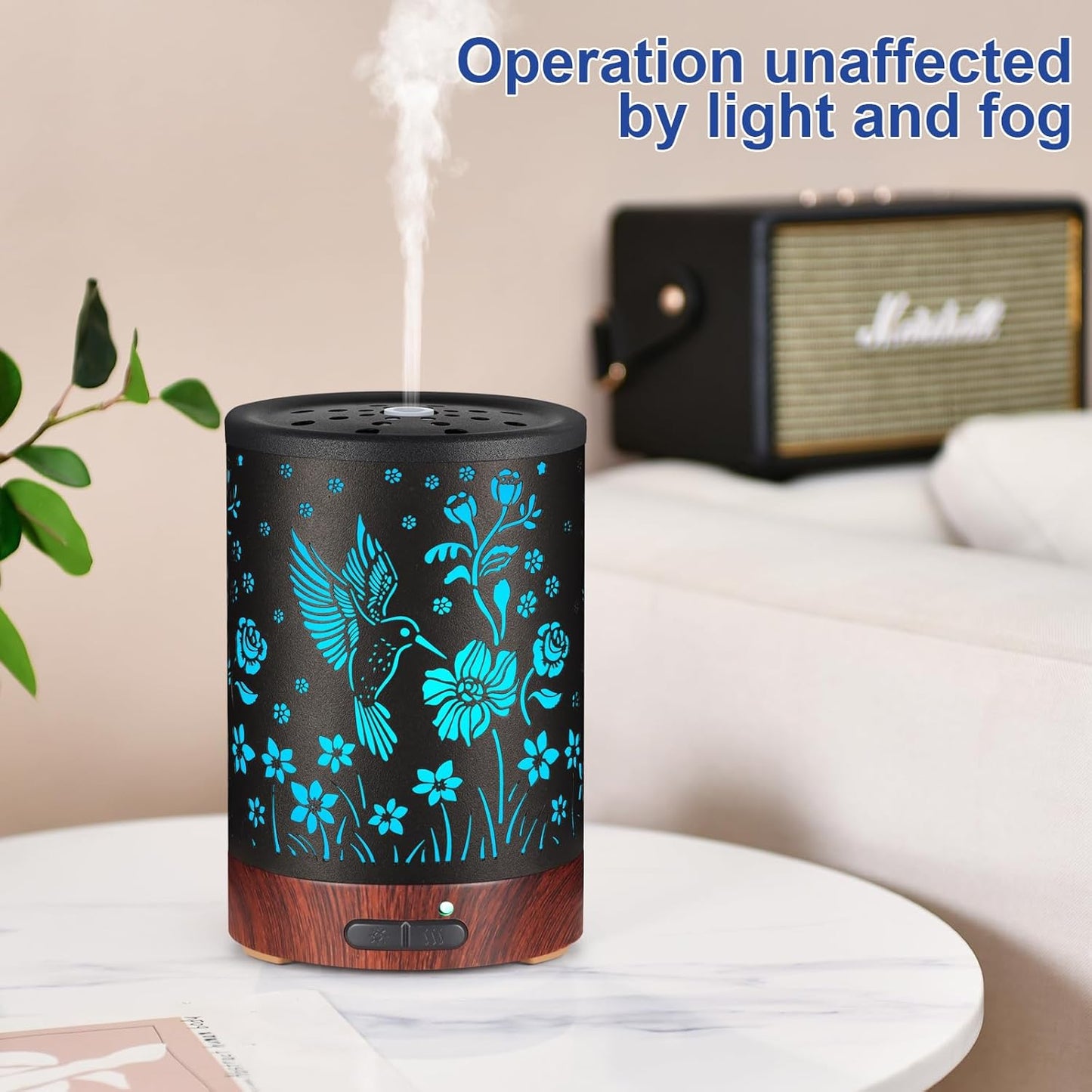Essential Oil Diffuser- Aromatherapy Diffuser with7 Colors Light and Auto-Off for Women Metal Cool Mist Humidifier for Home and Office for Mom Women（Hummingbird）