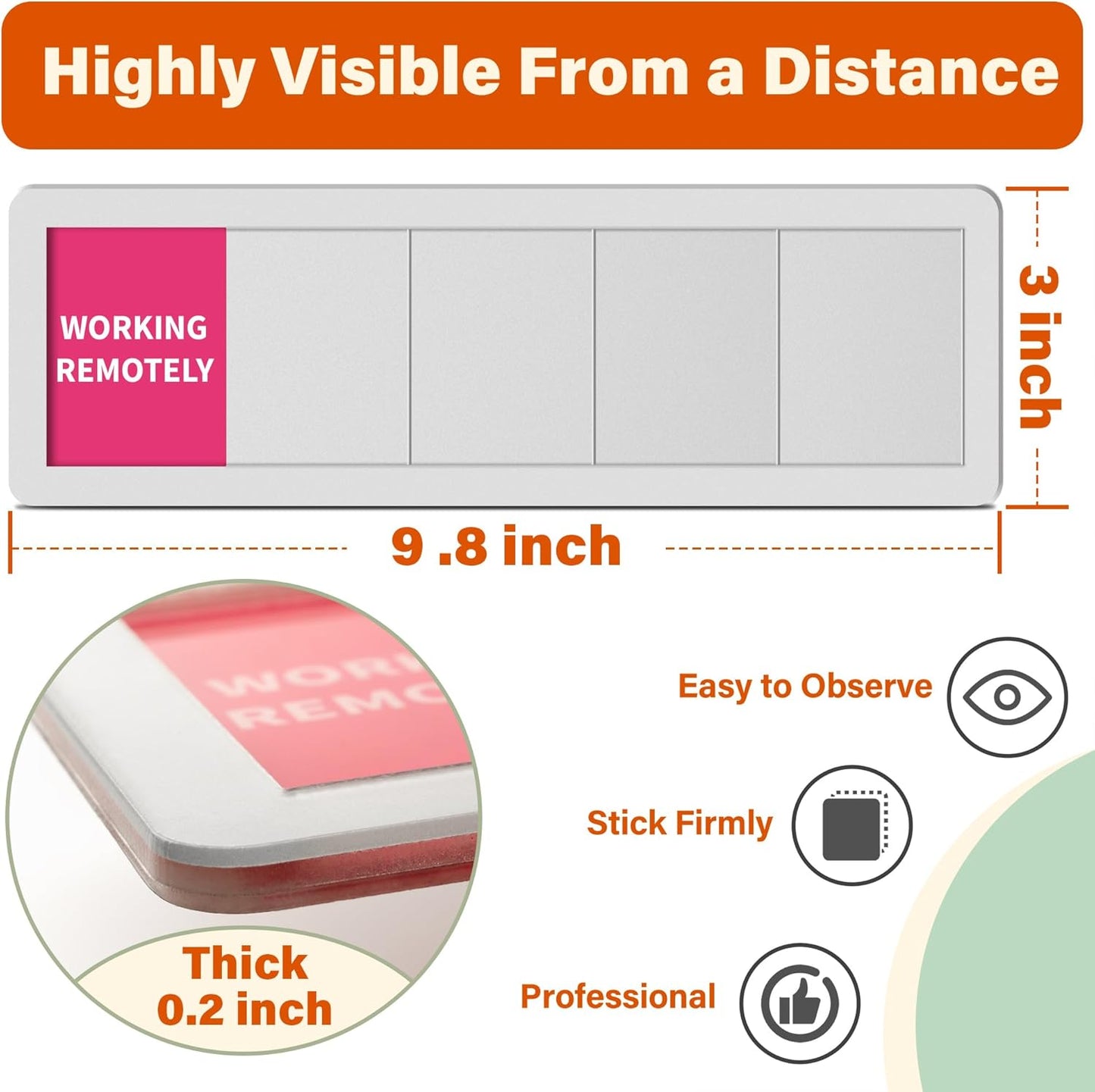 Office Door Signs Do Not Disturb, Please Knock, In A Meeting, Out Of Office, Working Remotely 5 Options Privacy Door Slider Sign for Meeting & Conference Room Frosted Silver