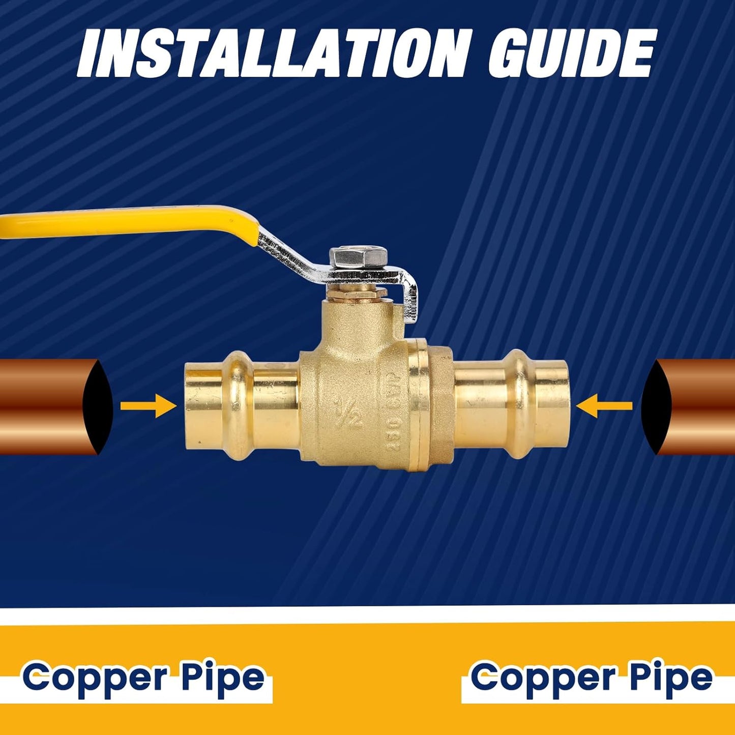 10PCS 1/2" Press Propress Ball Valve with EPDM O-Ring 1/4-Turn Full Port Shut Off Stop Valve for Copper Tubing Connection