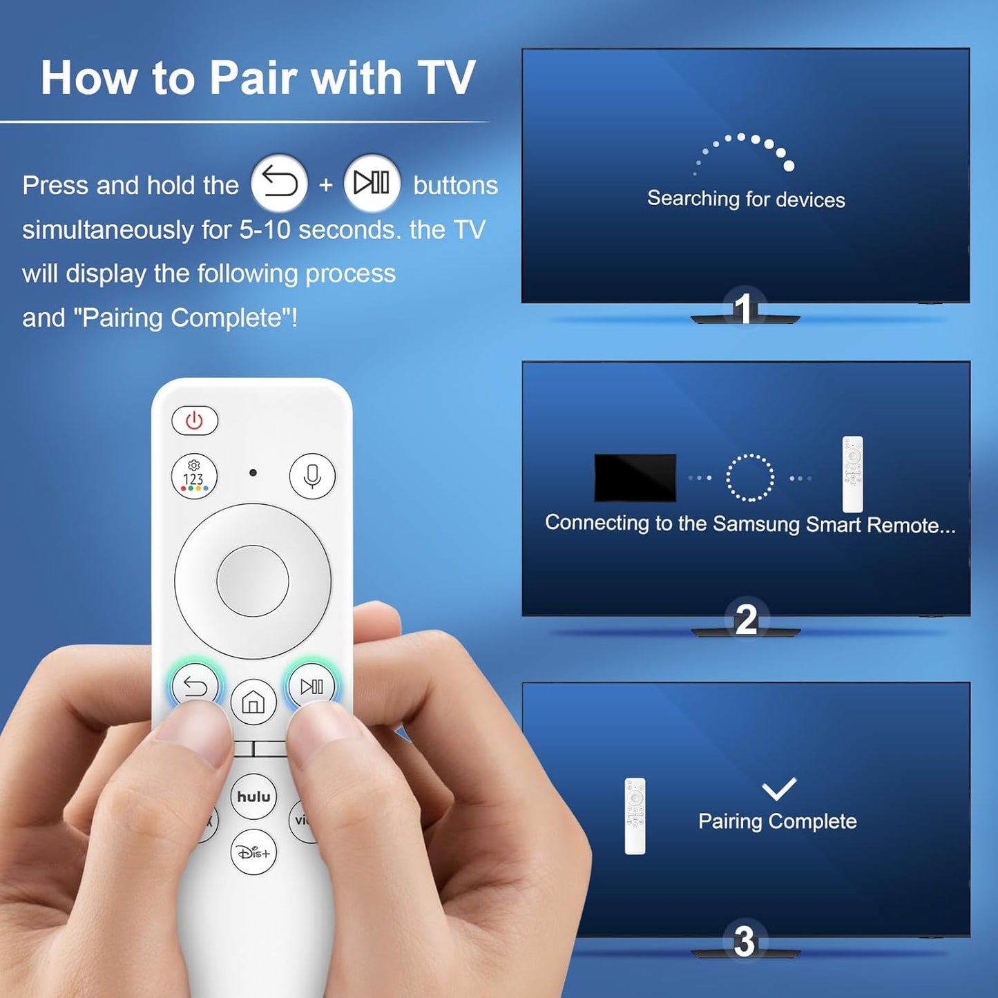 Rechargeable Voice Remote for Samsung Smart TVs, Replacement for 2021–2025 Samsung TV Remote Control with Voice Search. 2-Year Warranty.