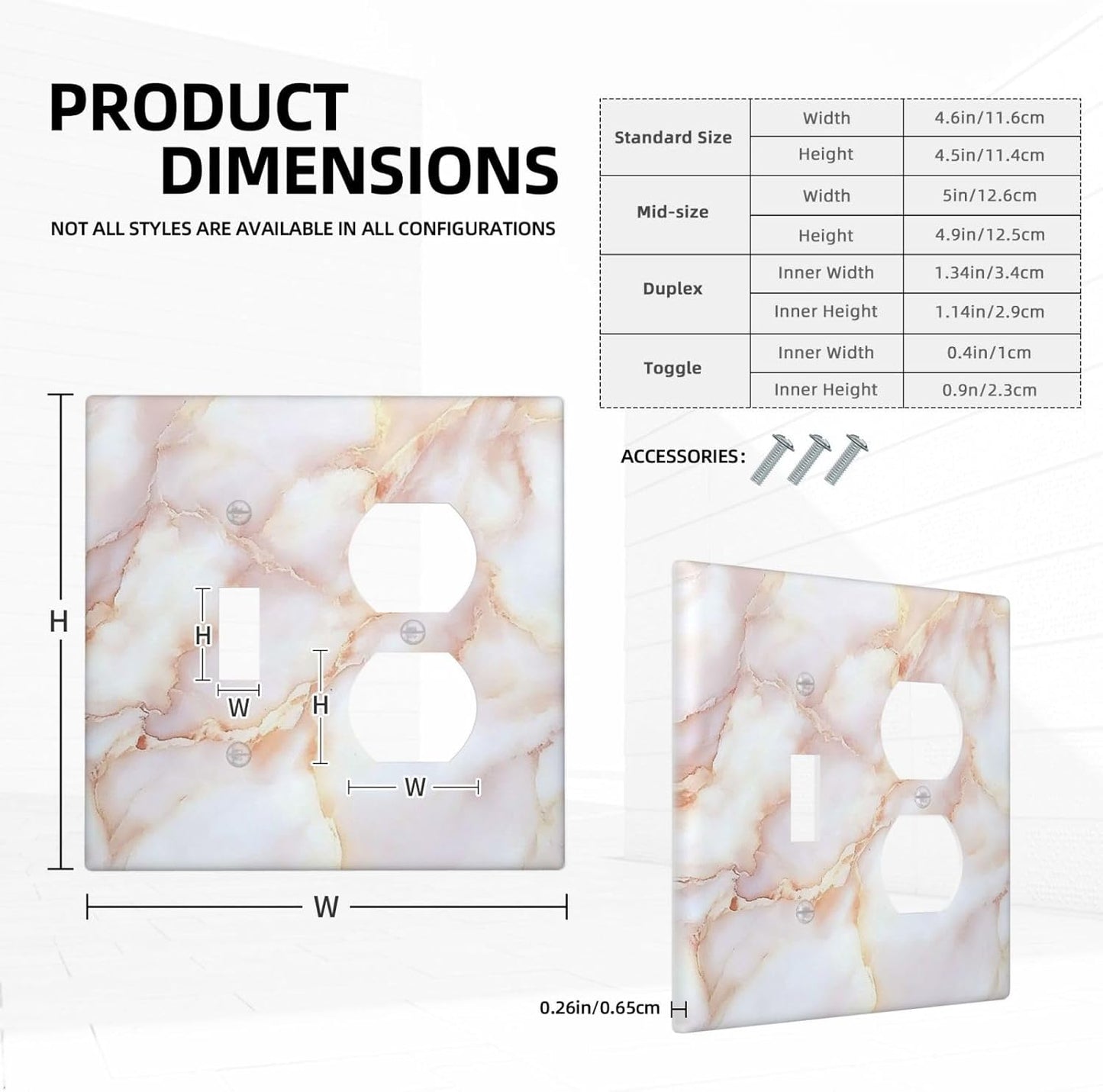 Wallplates Pink Jade Marble Granite 1 Toggle 1 Duplex Switch Plate Electrical Gfci Faceplate Decorative Light Switch Covers For Bathroom Kitchen Decor