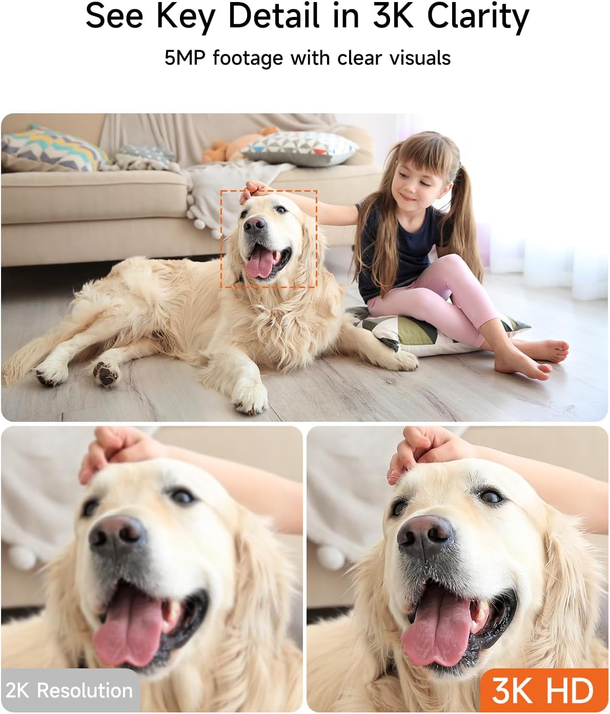 5G Pet Camera Indoor with Phone App, 3K Cat Dog Cameras with Speaker, Pan-Tilt WiFi Baby Monitor Camera for Home Security, Pet/Facial AI Detection Motion Tracking, 2-Way Talk, 2.4G/5G Wi-Fi