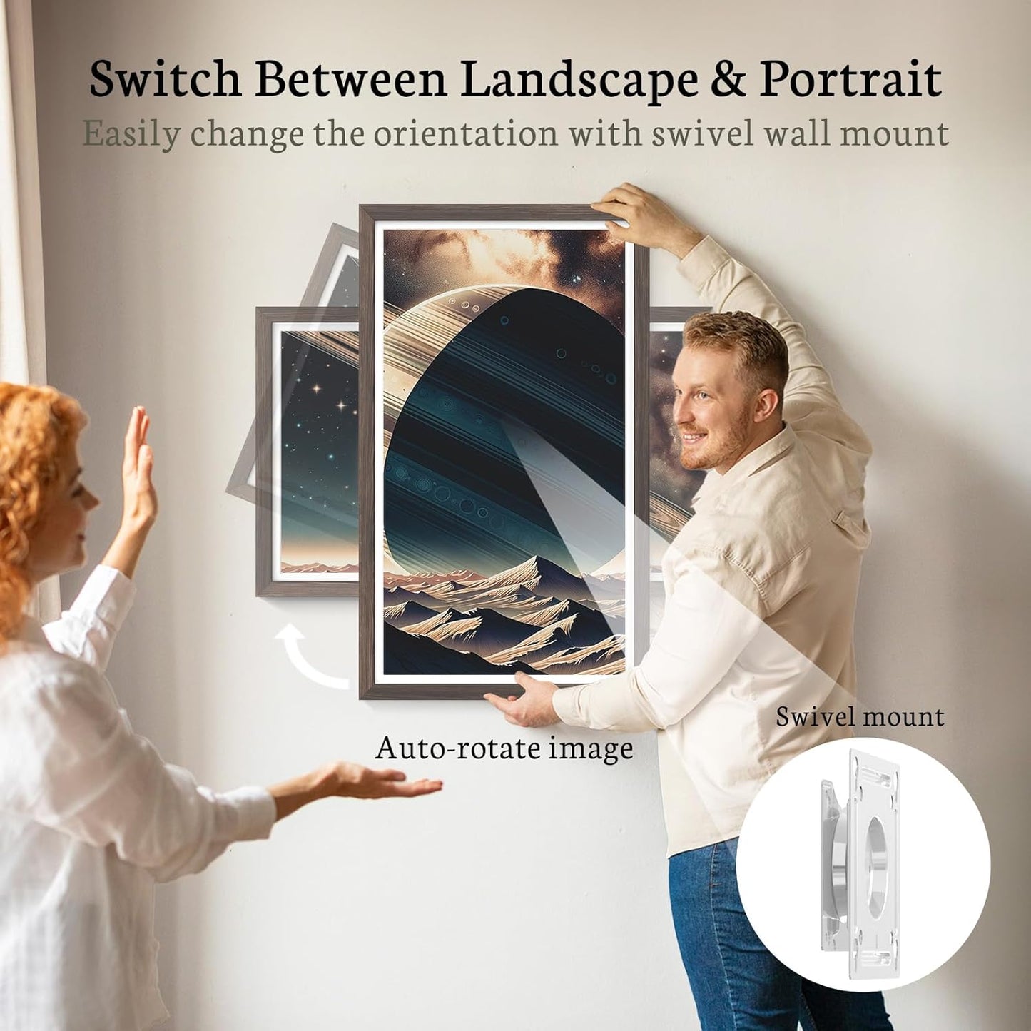 BSIMB Large Digital Picture Frame 24 Inch, 1920x1080 FHD WiFi Digital Photo Frame Electronic 32GB, Wall Mount Included, Share Pictures/Videos via App Easy Setup Gifts for Mom(Non-Touch), Dark Wood