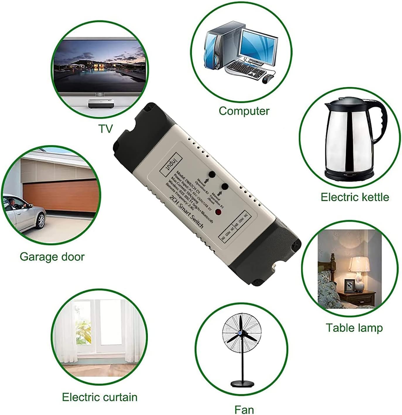 2 Channel EWelink Wireless Switch with Enclosure WiFi Switch Module Remote Control DIY Smart Home Bluetooth Relay 5V/AC85V-250V Power Input Compatible with Alexa Google Home