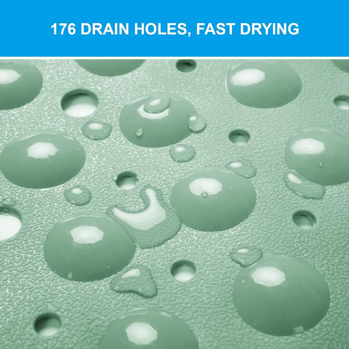 AmazerBath Shower Mat Non Slip 40 x 16 Inches, Shower Stall Mats with Suction Cups and Drain Holes, Non Slip Bath Mat for Tub for Elderly & Kids, Mint Green